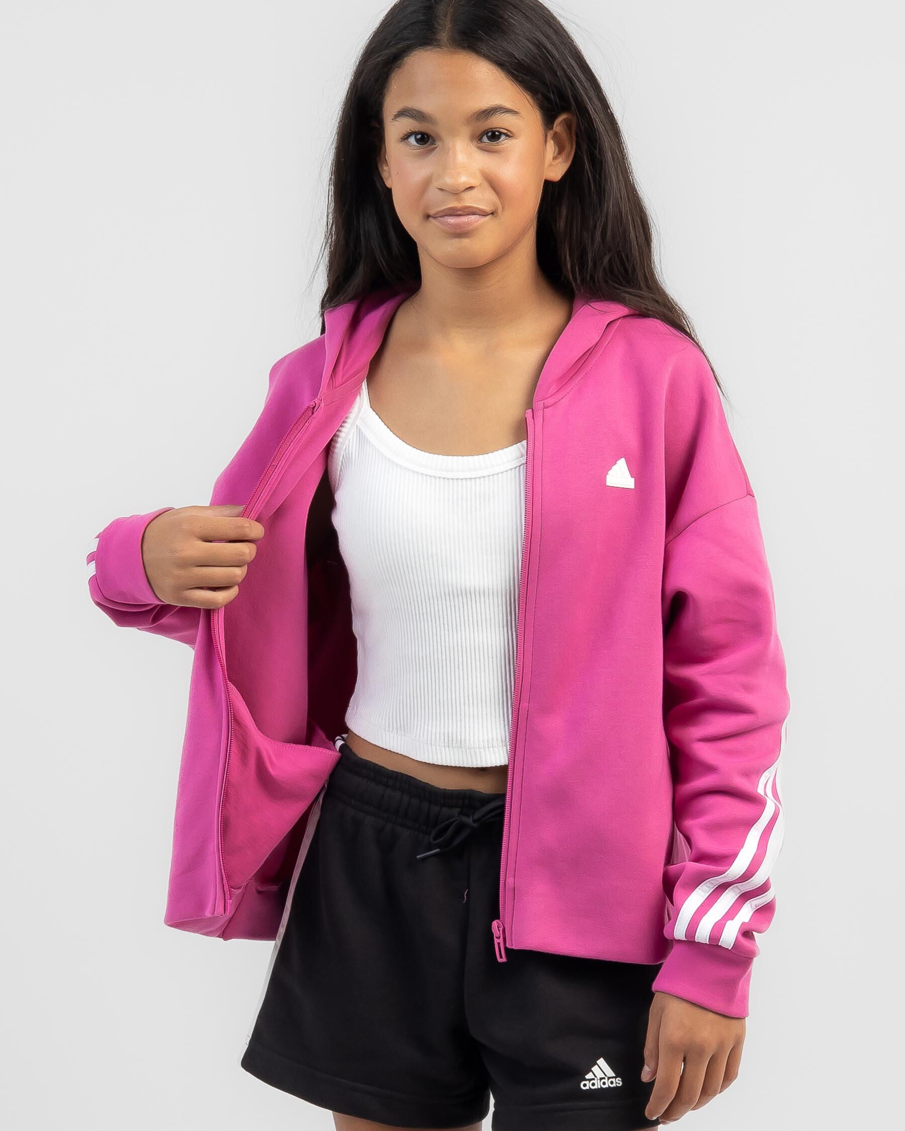 Adidas Girls' Future Icons Zip Hoodie in Pink
