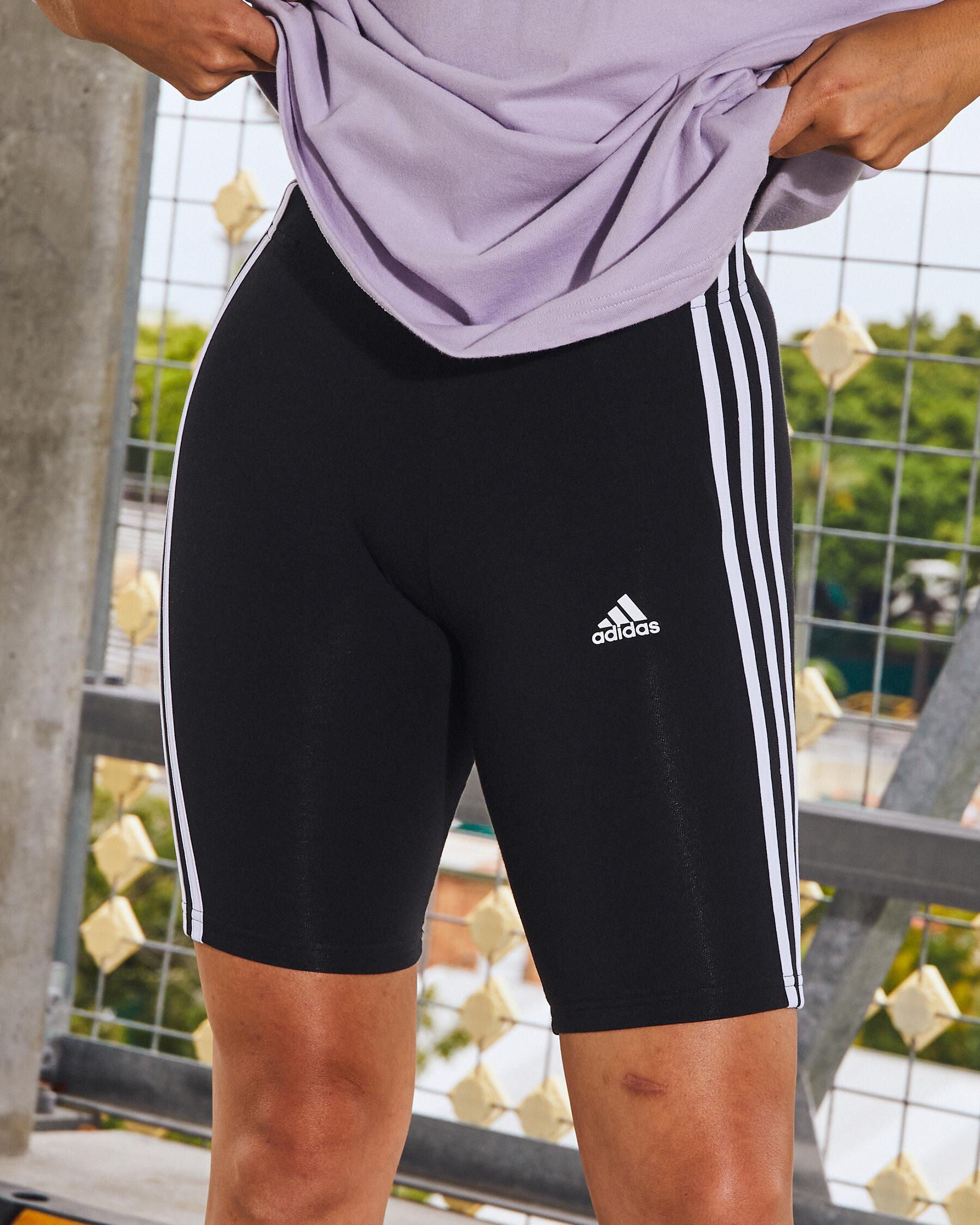 Adidas Women's Essentials 3 Stripe Bike Shorts in Black