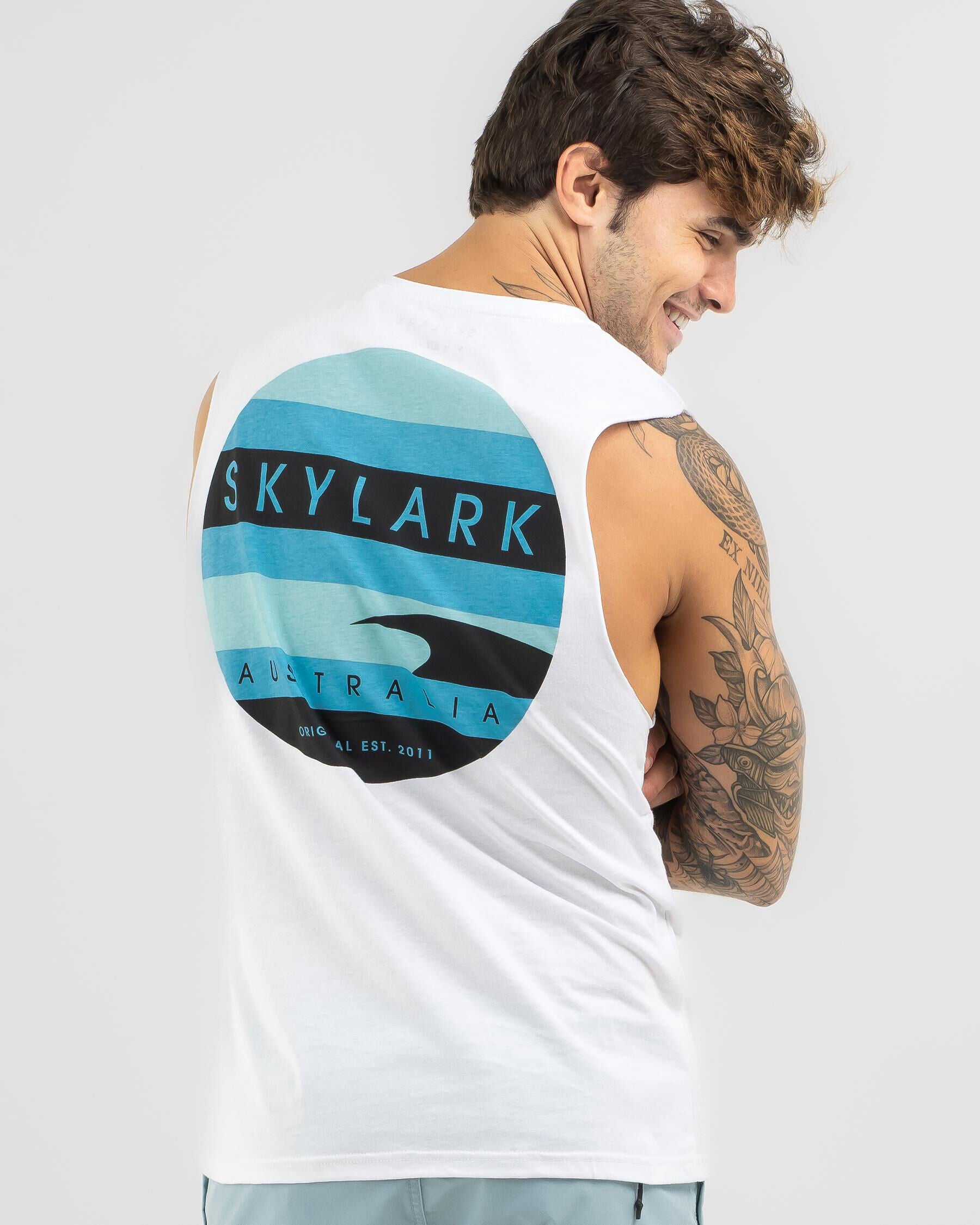 Skylark Men's Cycle Muscle Tank Top in White