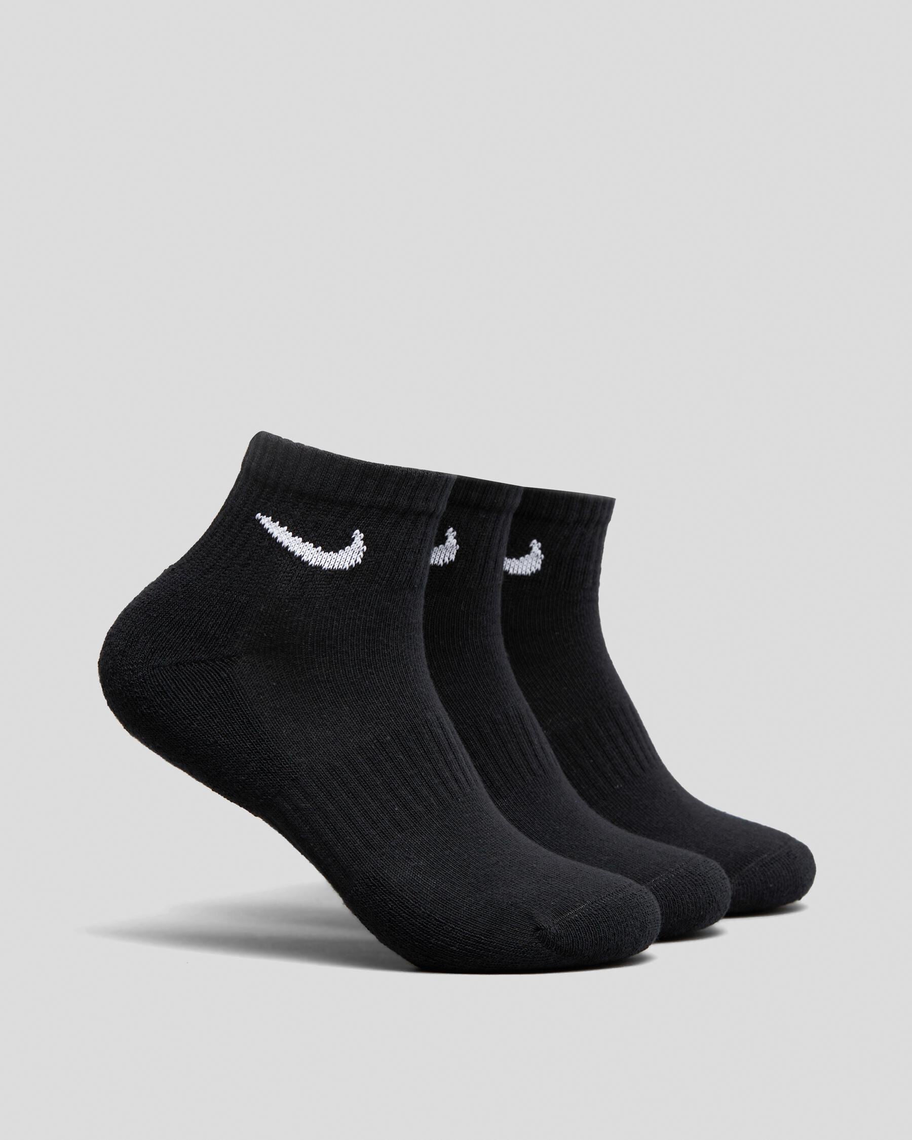Nike Boys' Training Ankle Socks 3 Pack in Black