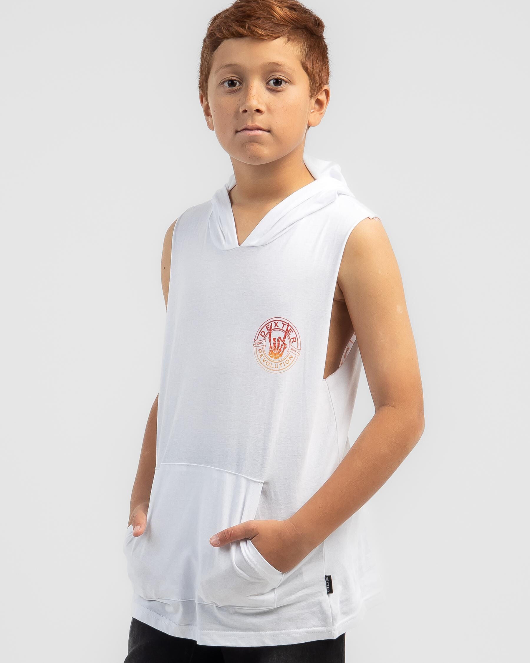 Dexter Boys' Rockon Hooded Muscle Tank Top in White