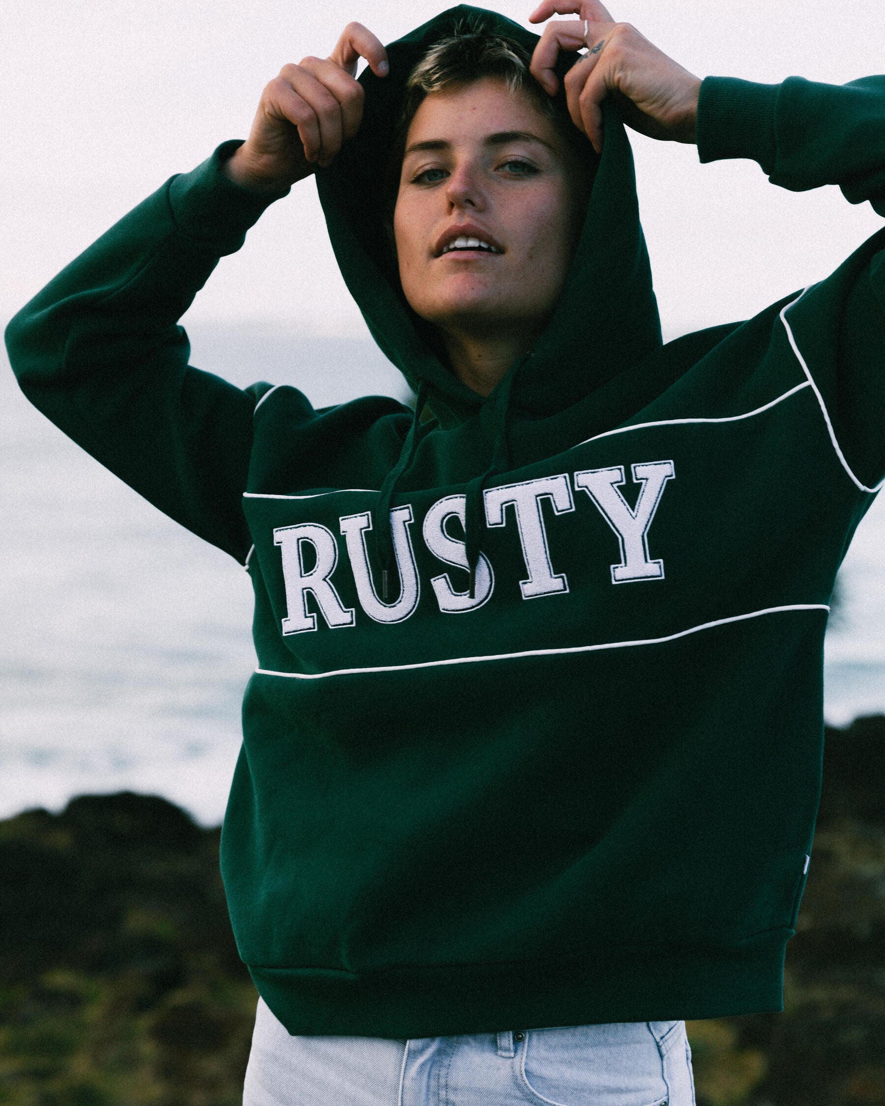 Rusty Women's Line Hoodie in Green