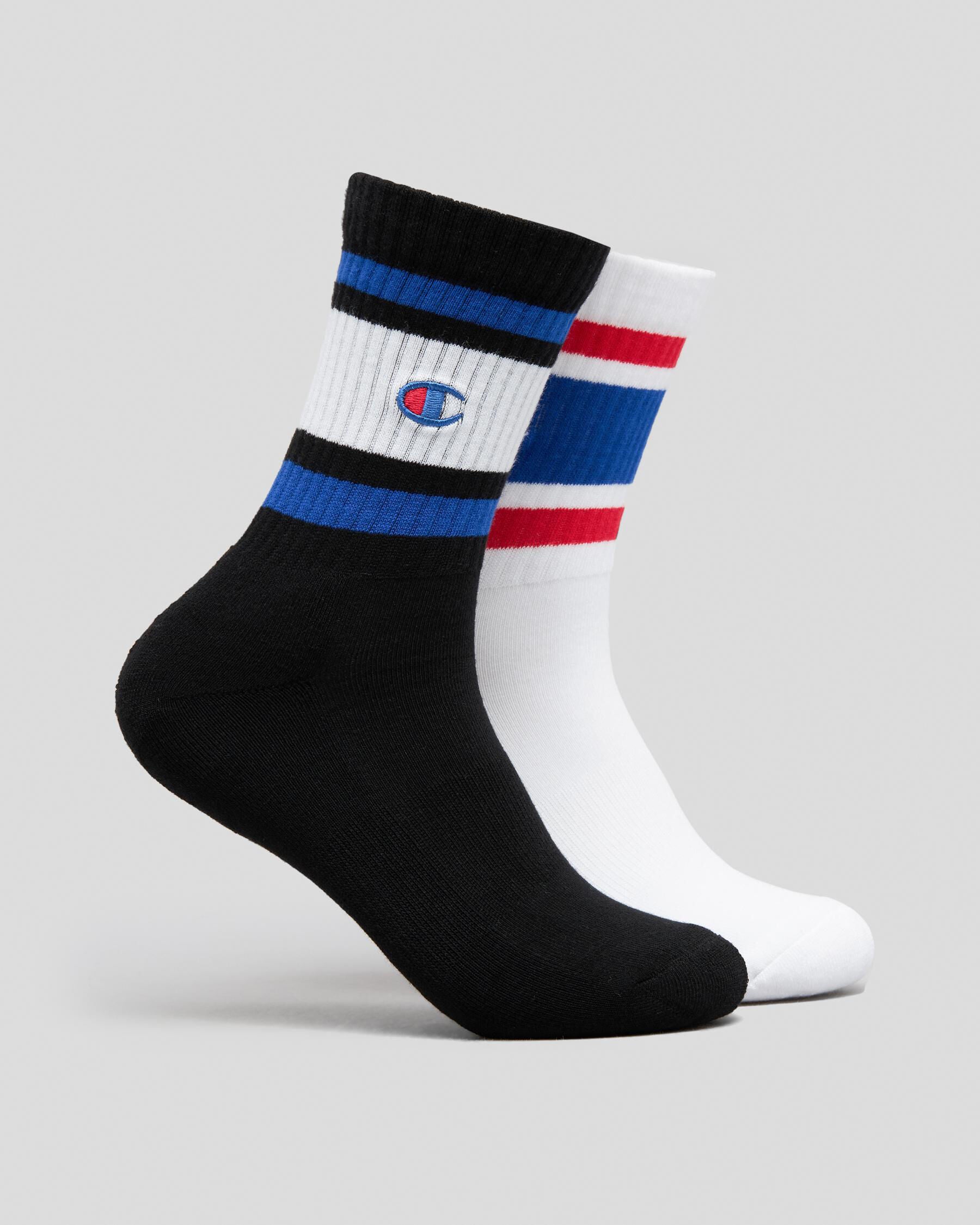 Champion Women's Stripe Crew Socks Pack in Black