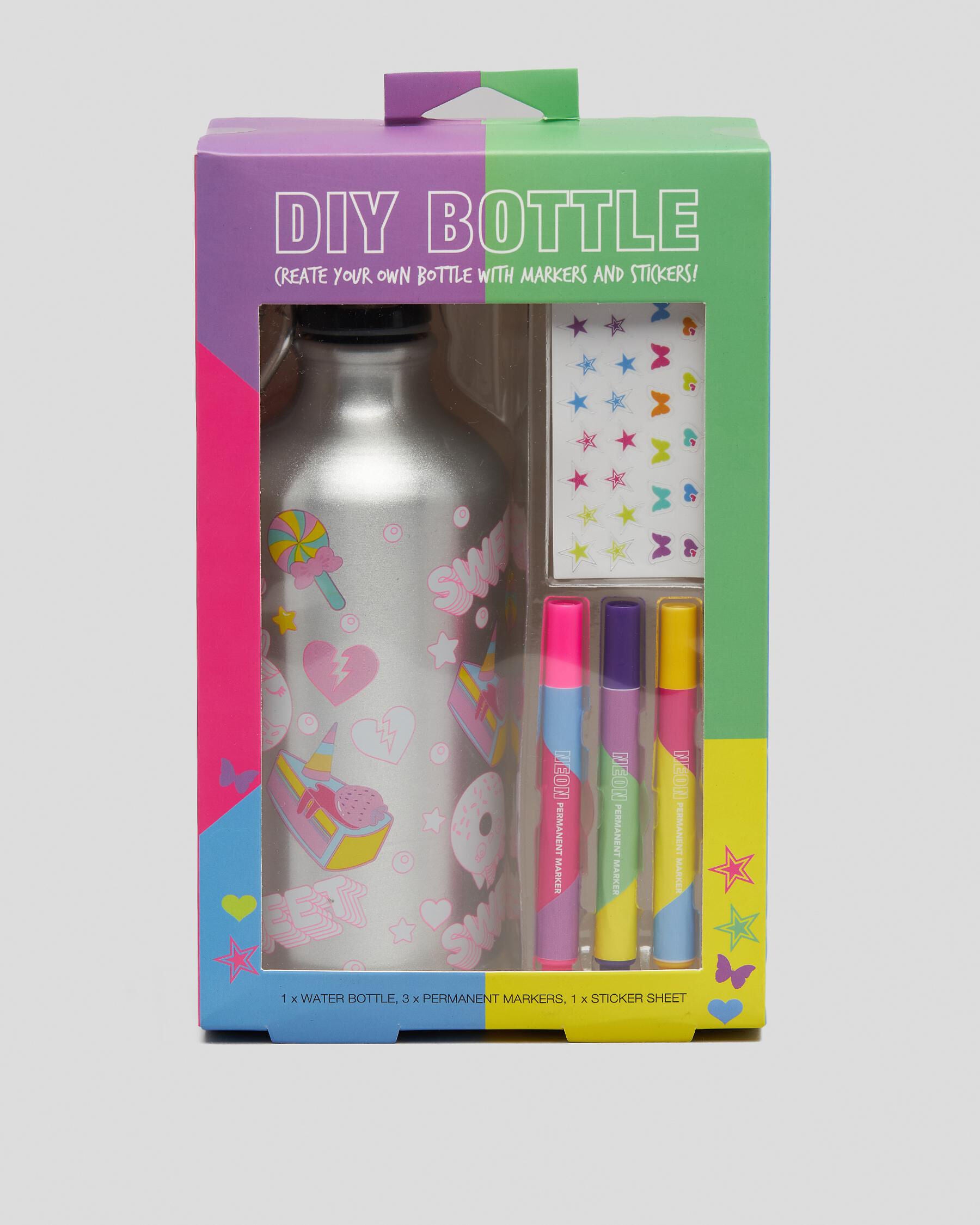 Get It Now Neon Diy Bottle With Markers in Silver
