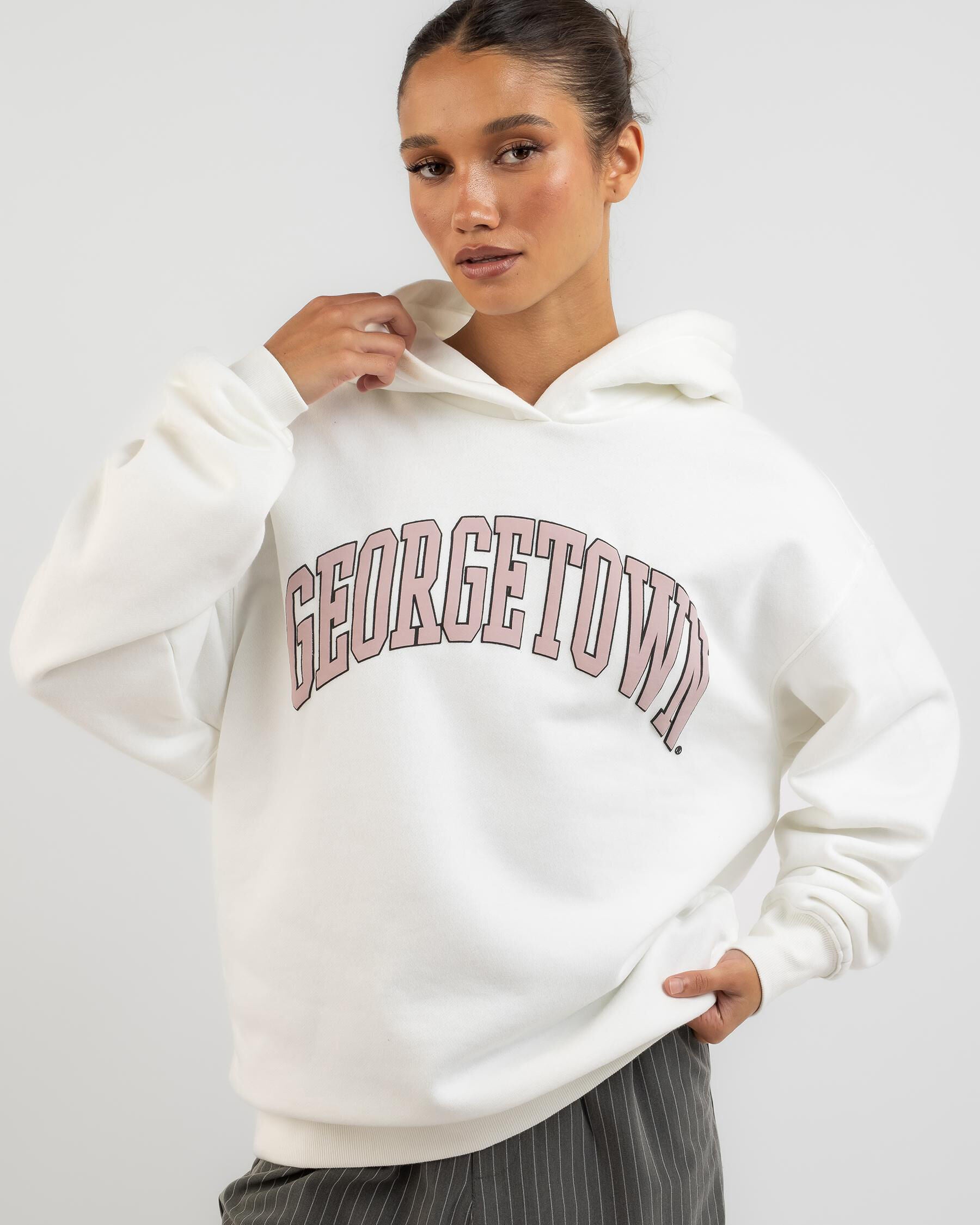 NCAA Women's Georgetown Puff Print Hoodie in White