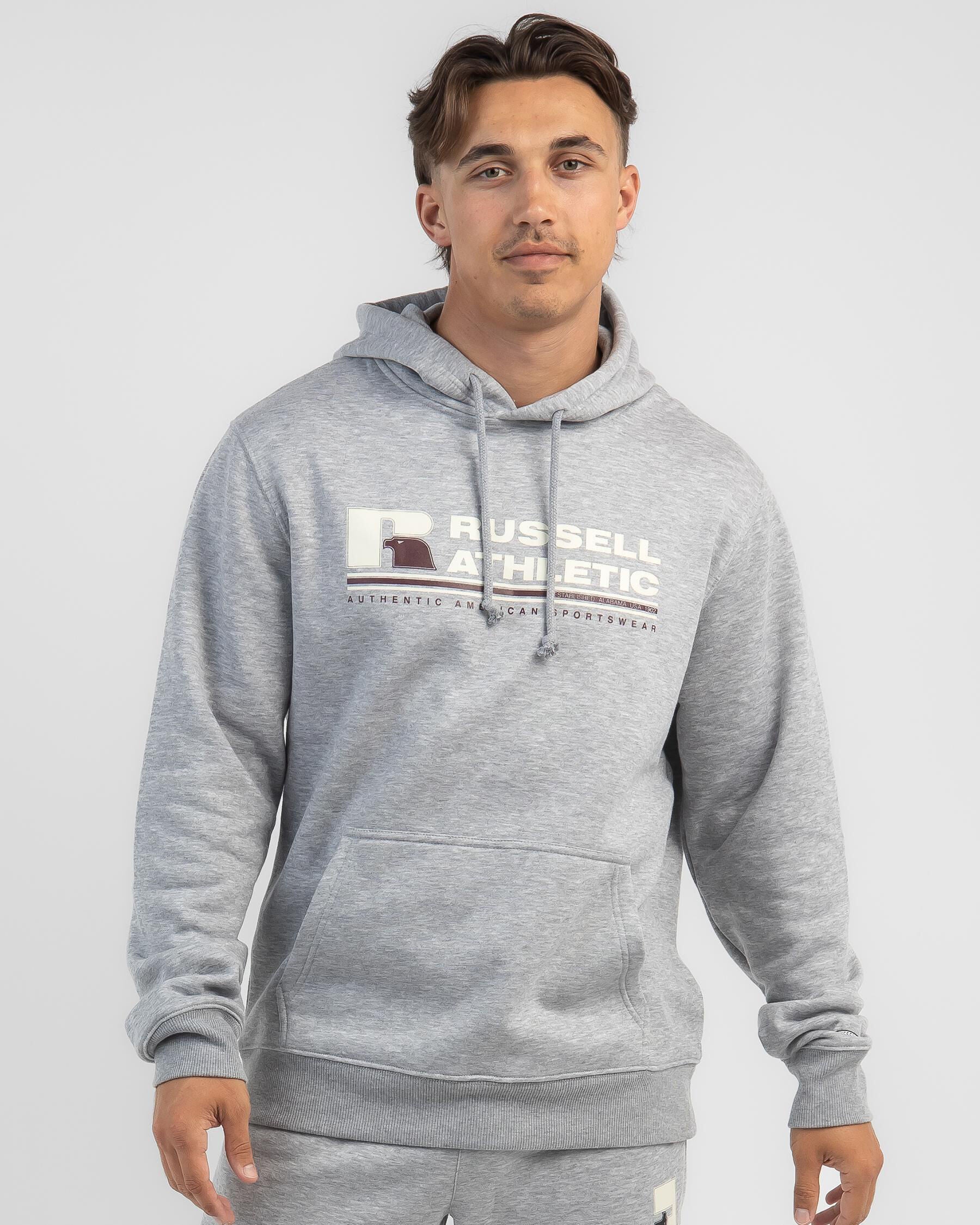 Russell Athletic Men's Originals Bar Logo Hoodie in Grey