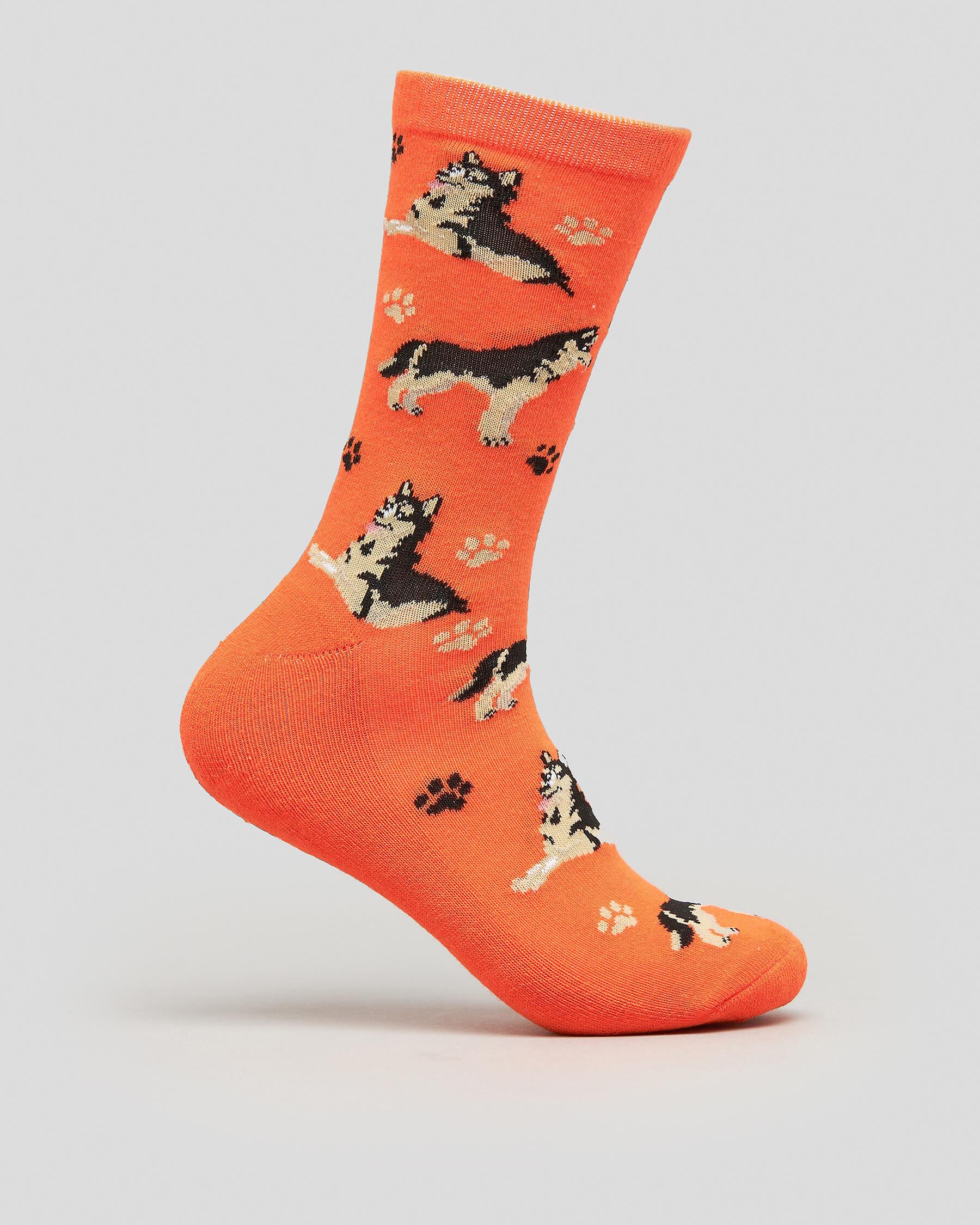 Lucid Men's Husky Crew Socks in Orange