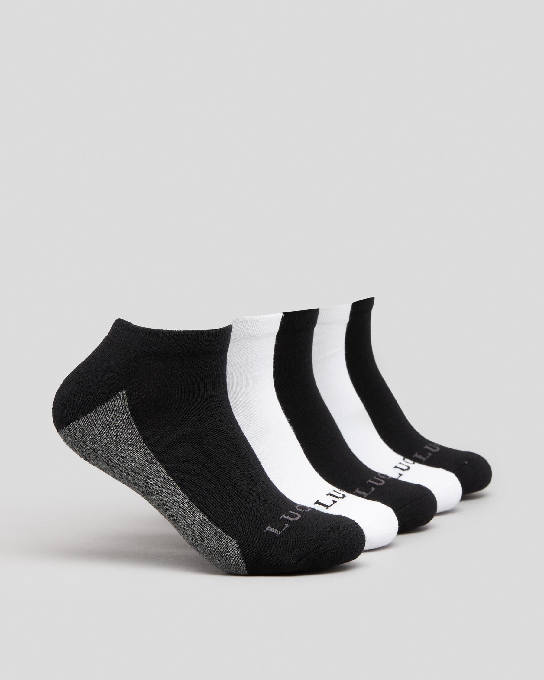Lucid Men's Fuzzled Ankle Socks 5 Pack in White