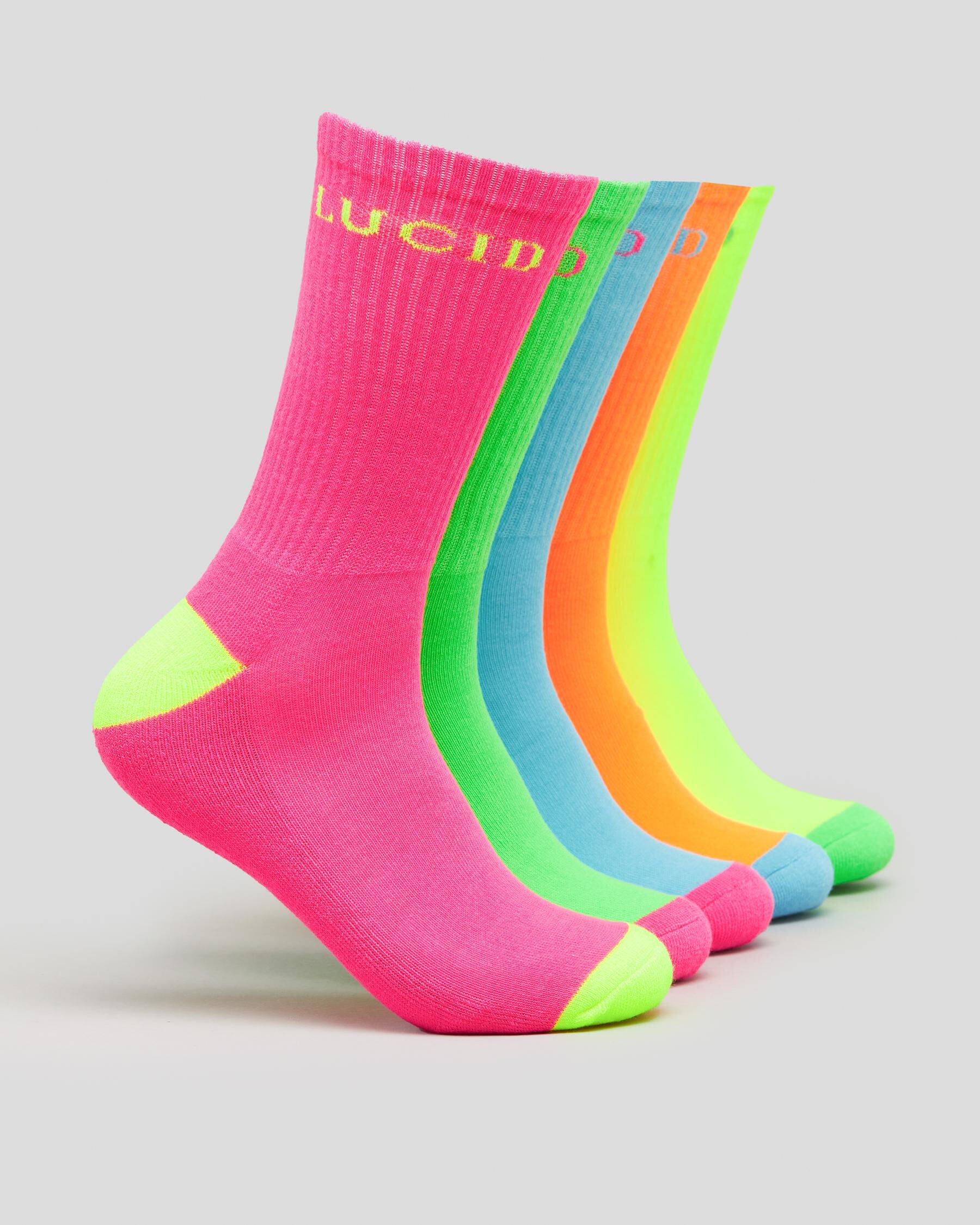 Lucid Men's Fluro Crew Socks 5 Pack