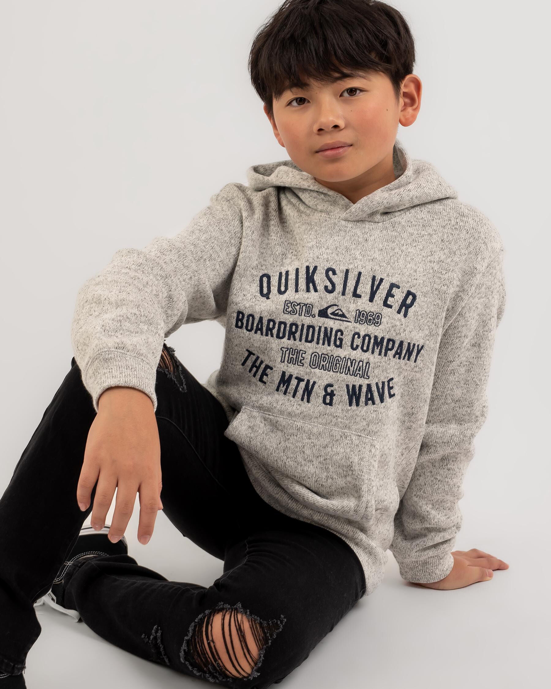Quiksilver Boys' Keller Hood Art Hoodie in Grey