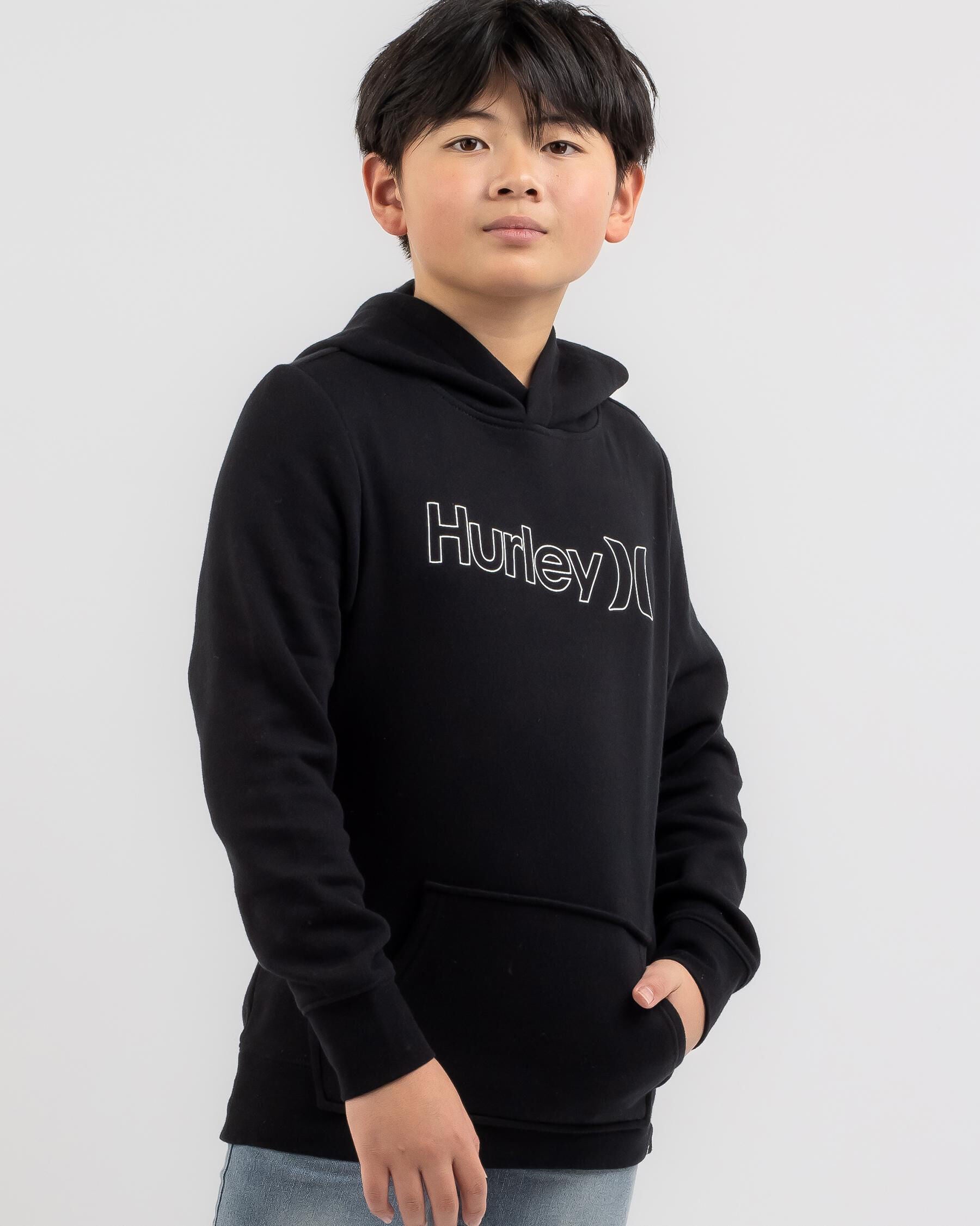 Hurley Boys' Outline Fleece Hoodie in Black