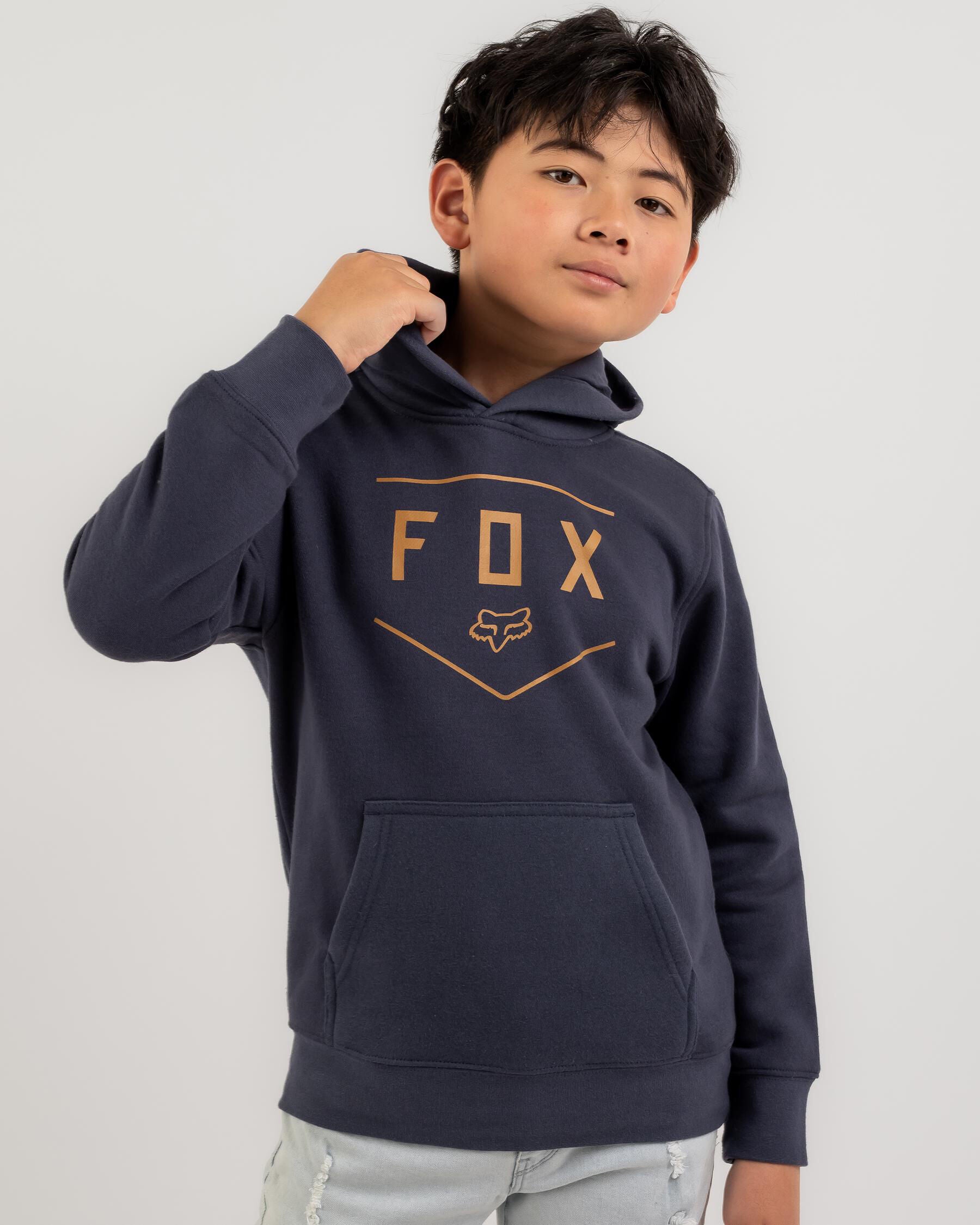 Fox Boys' Shield Fleece Hoodie in Blue