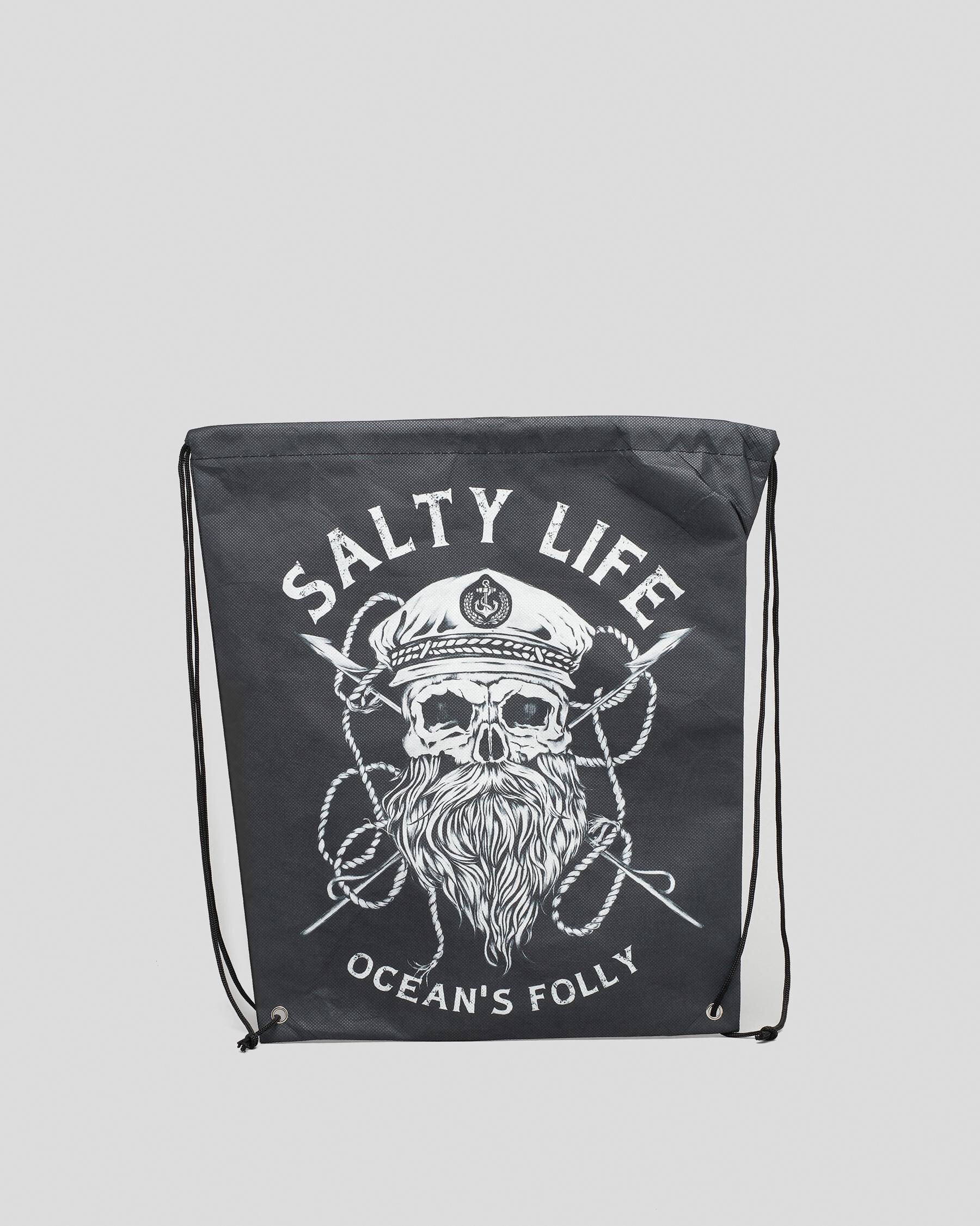 Salty Life Men's Mariner Drawstring Bag in Black