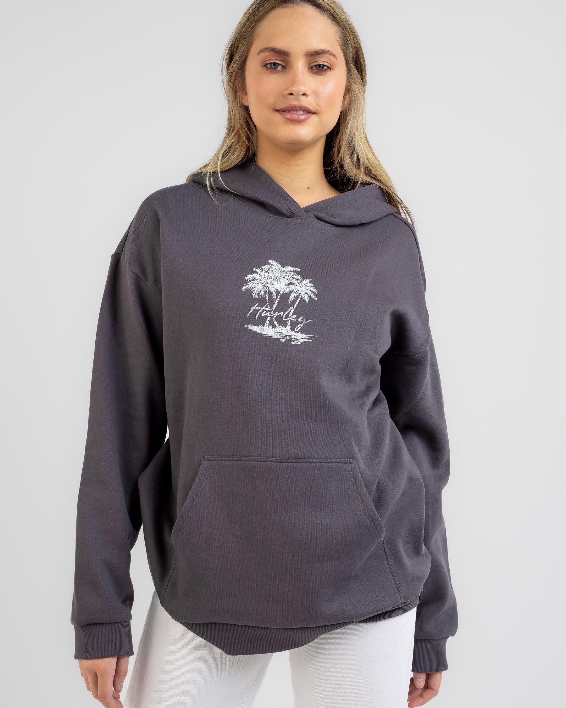 Hurley Women's Scripter Palm Hoodie in Grey