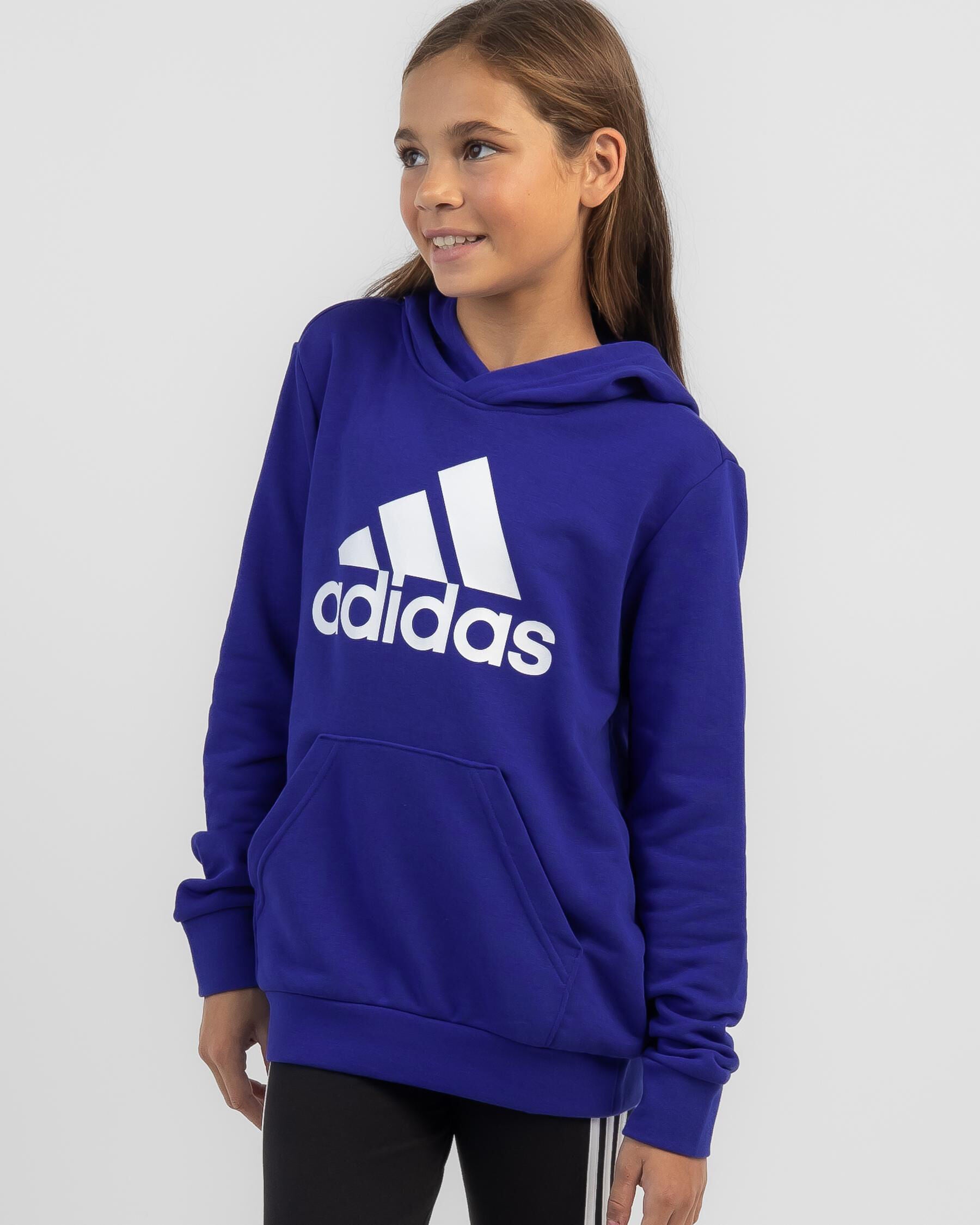 Adidas Girl's Big Logo Hoodie in Blue