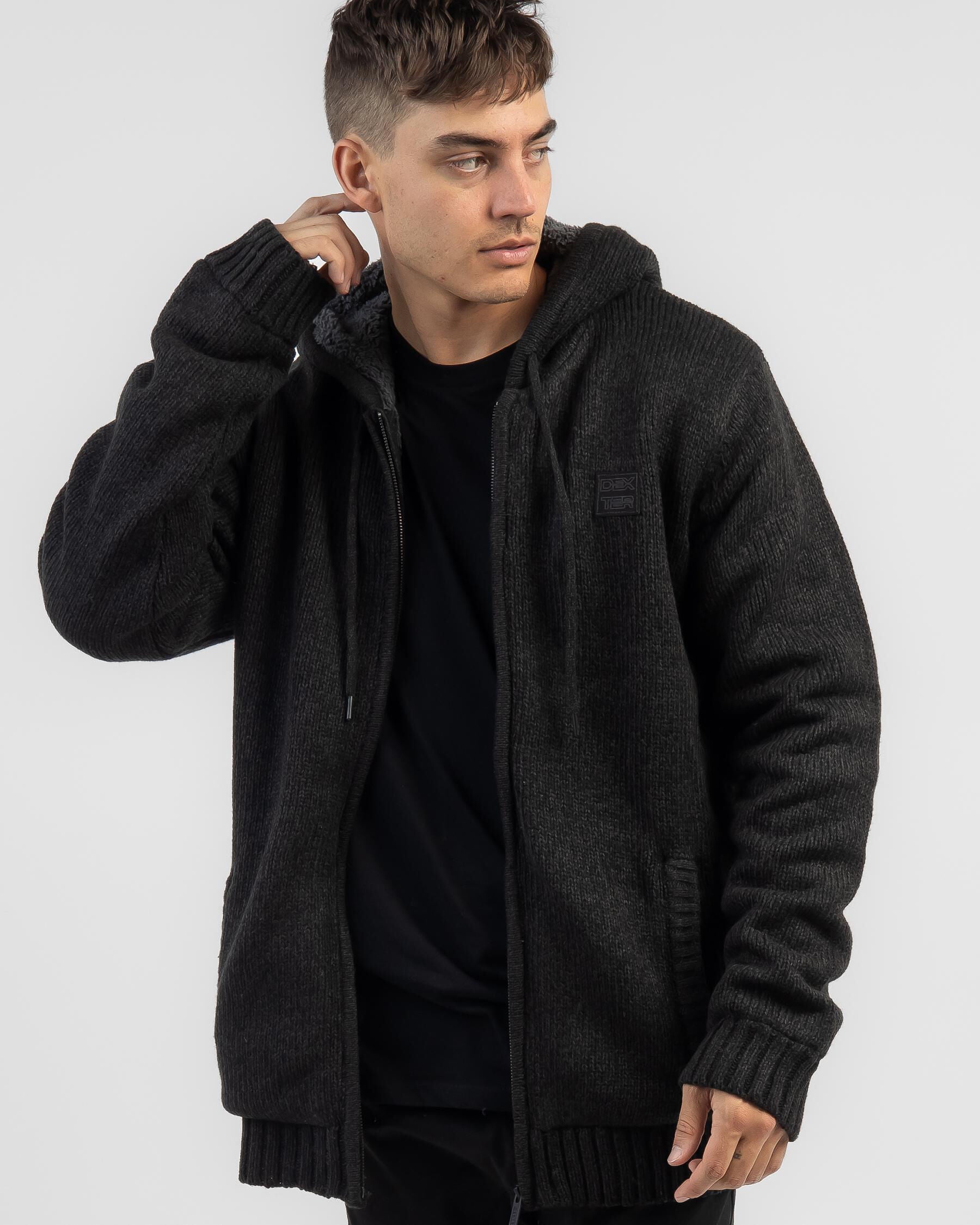 Dexter Men's Sub-Antarctic Hooded Knit Hoodie in Black