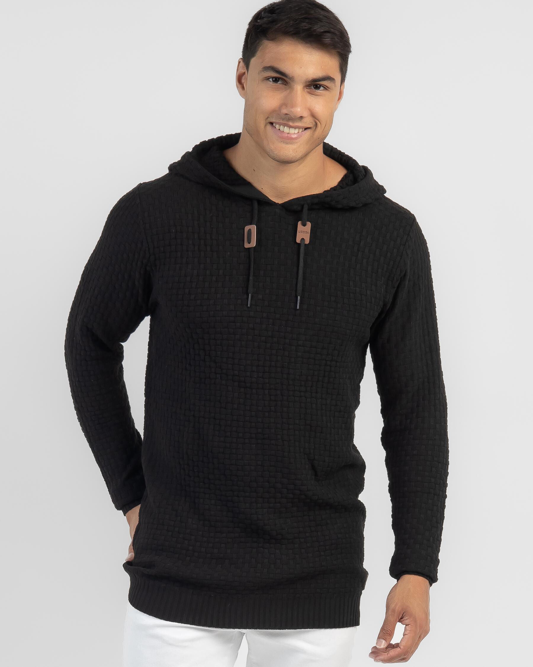 Lucid Men's Bind Knit Hoodie in Black