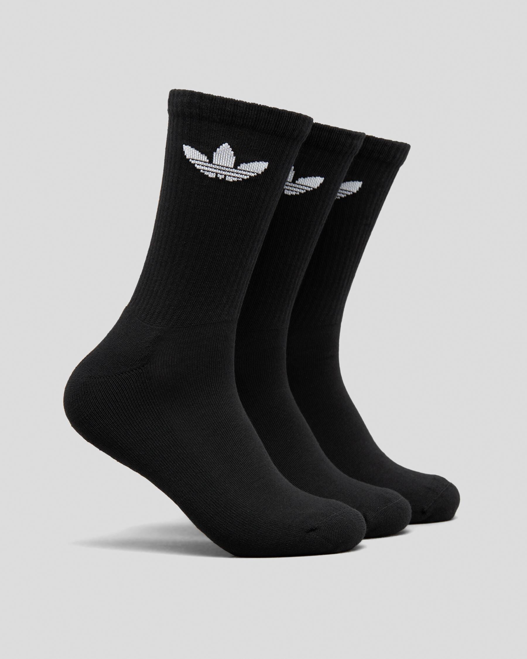 Adidas Boys' Cushion Trefoil Crew Socks 3 Pack in Black