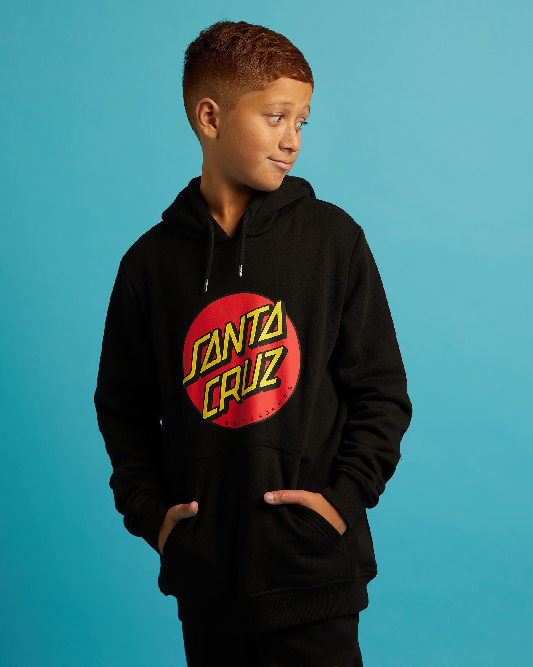 Santa Cruz Boys' Classic Dot Front Hoodie in Black