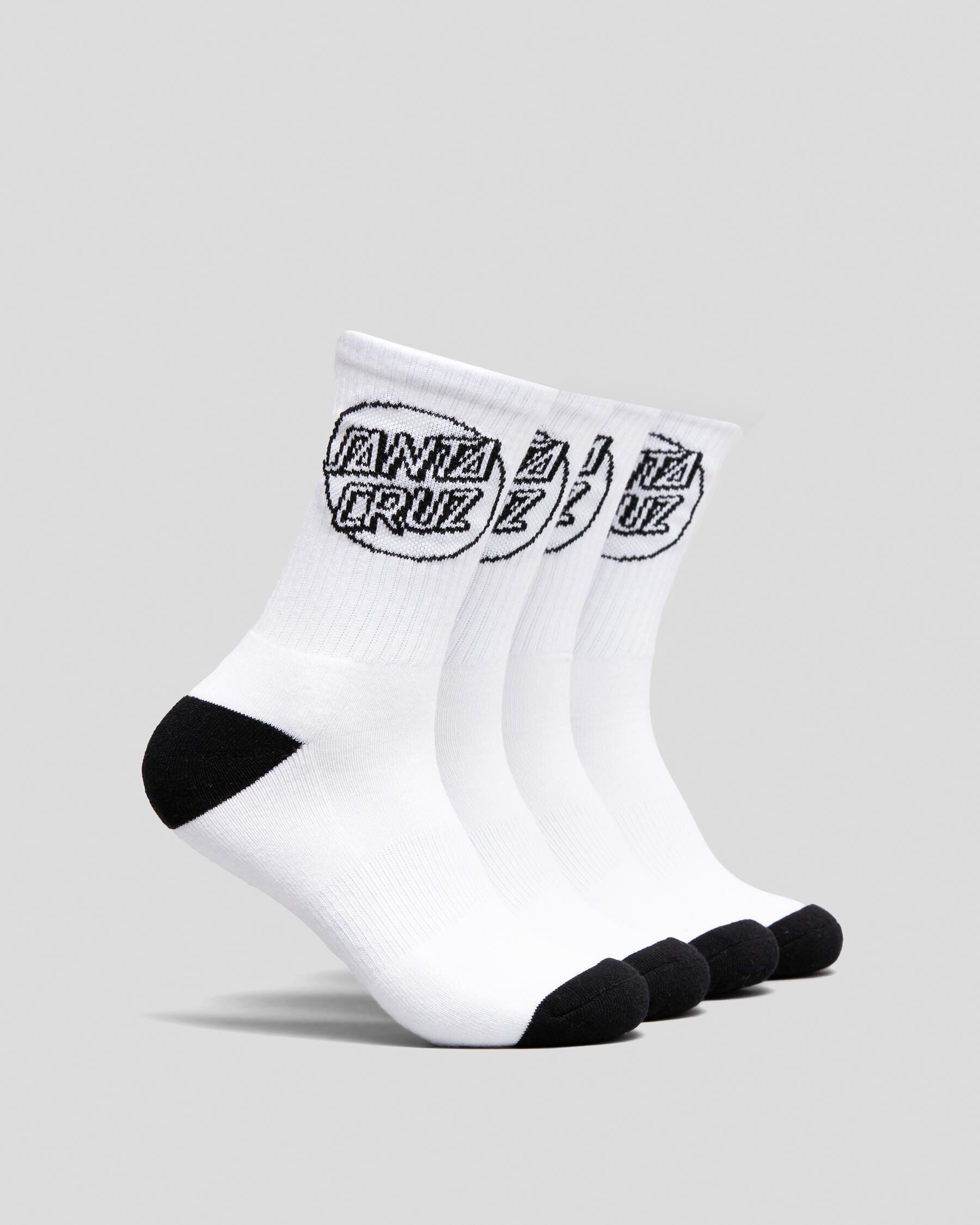 Santa Cruz Men's Opus Dot Crew Socks 4 Pack in White