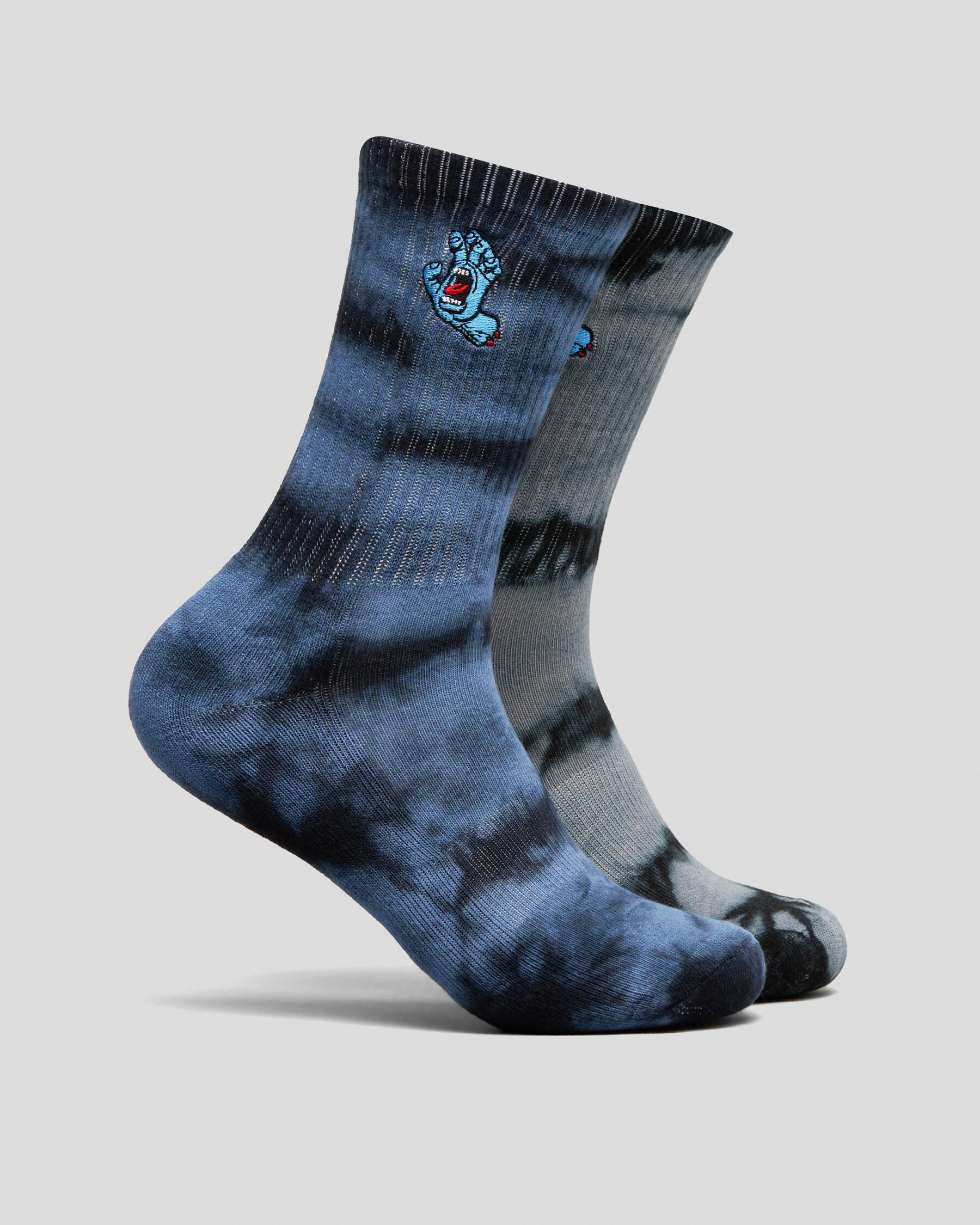 Santa Cruz Boys' Screaming Hand Crew Socks 2 Pack in Black