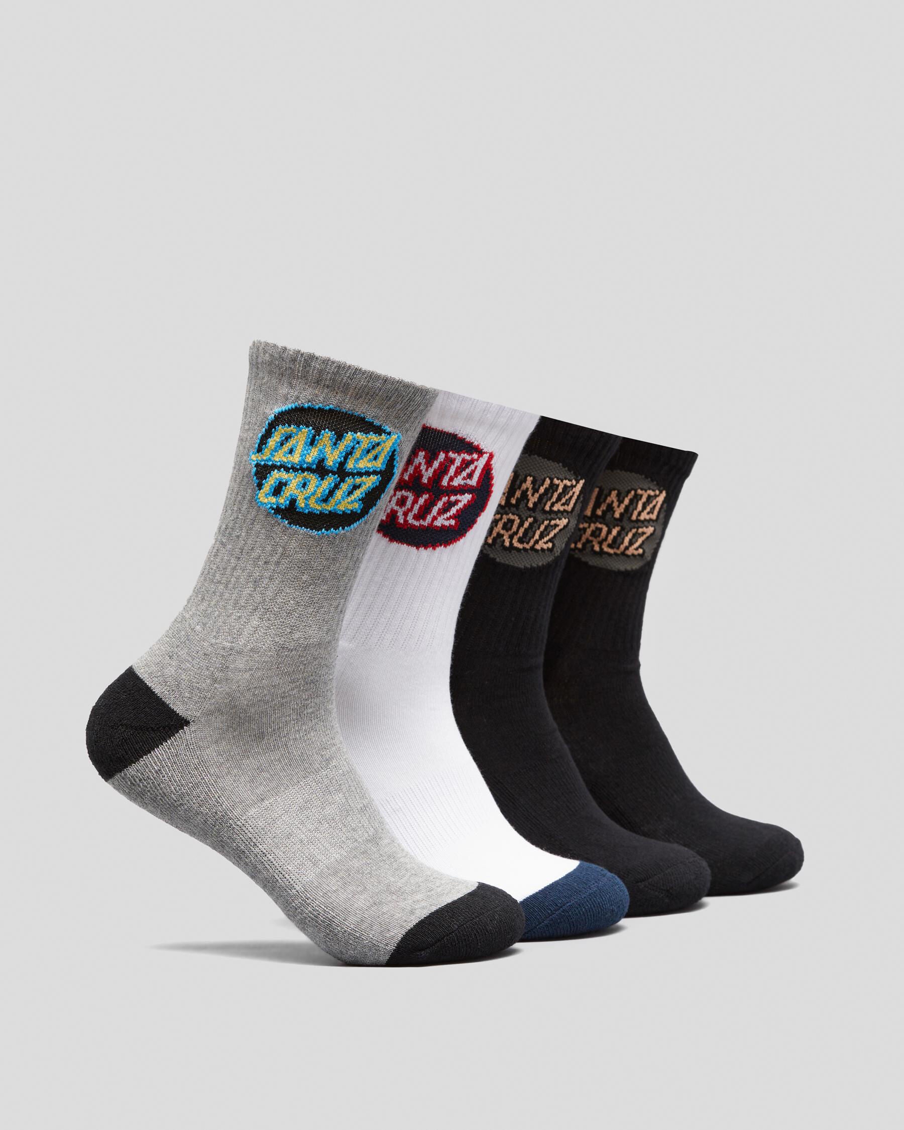 Santa Cruz Boys' Other Dot Crew Socks 4 Pack in Black