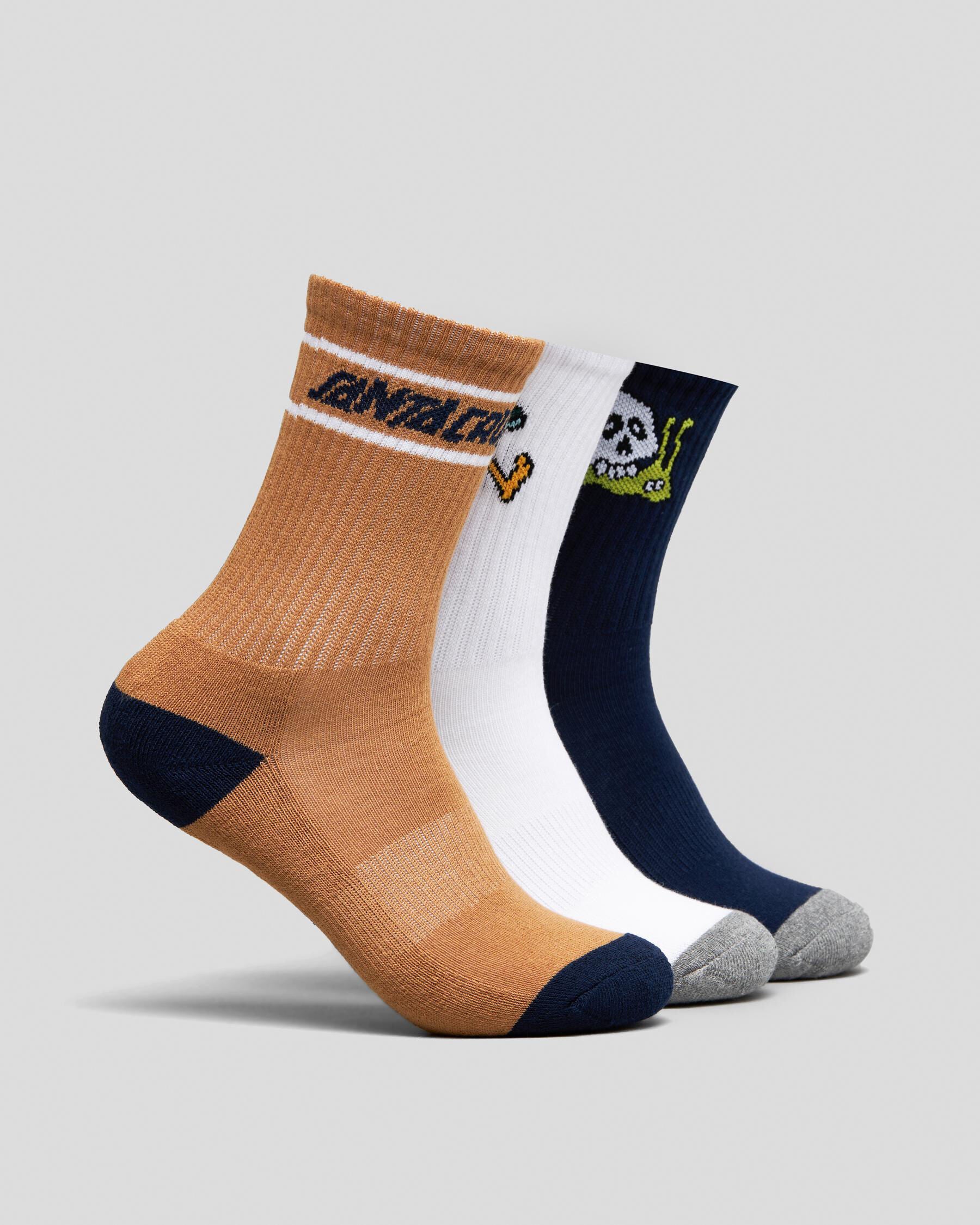 Santa Cruz Boys' Garden Mushroom Crew Socks 3 Pack in White