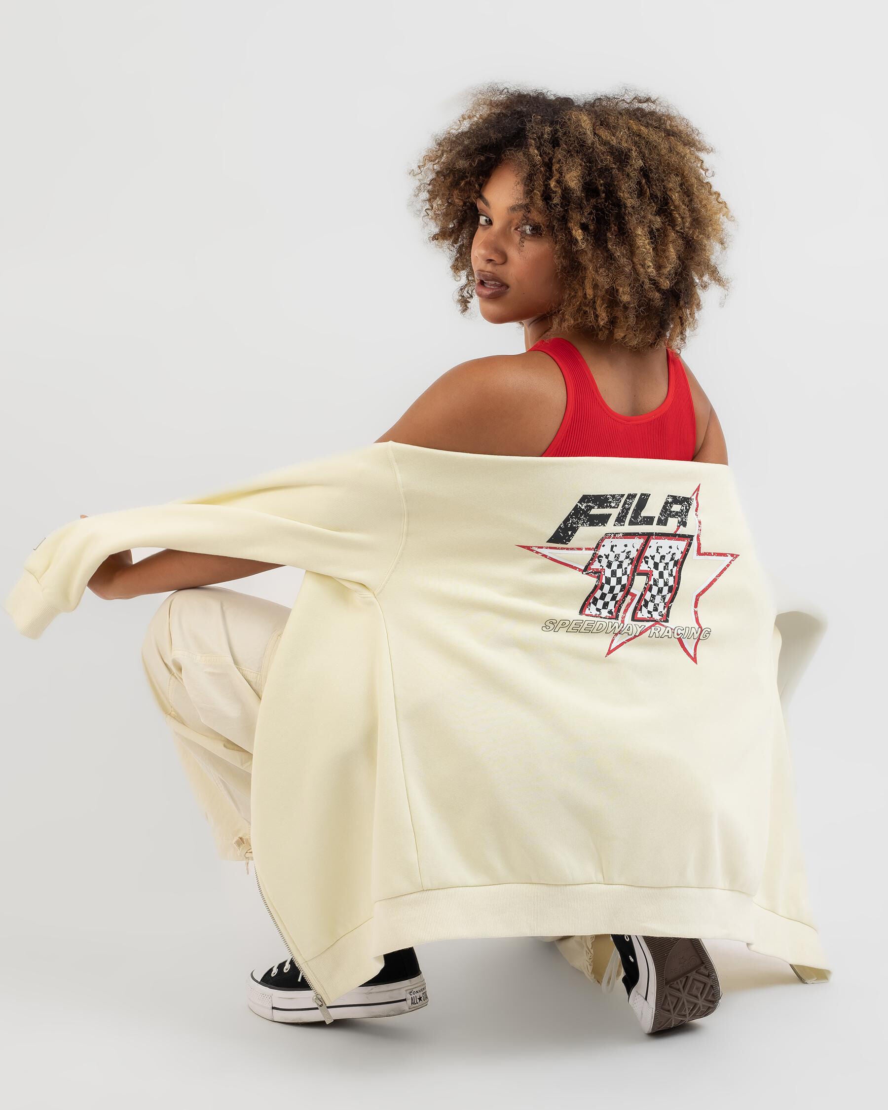 Fila Women's City Speedway Os Zip Thru Hoodie in Cream