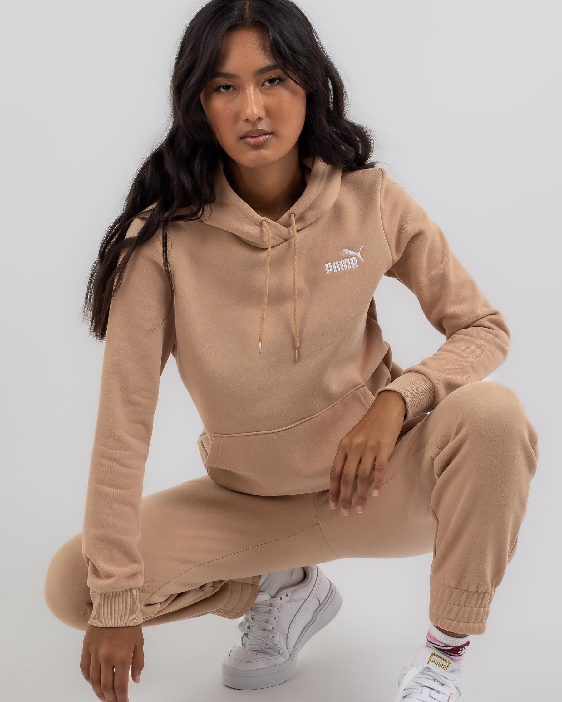 Puma Women's Essential Embroidery Hoodie in Brown