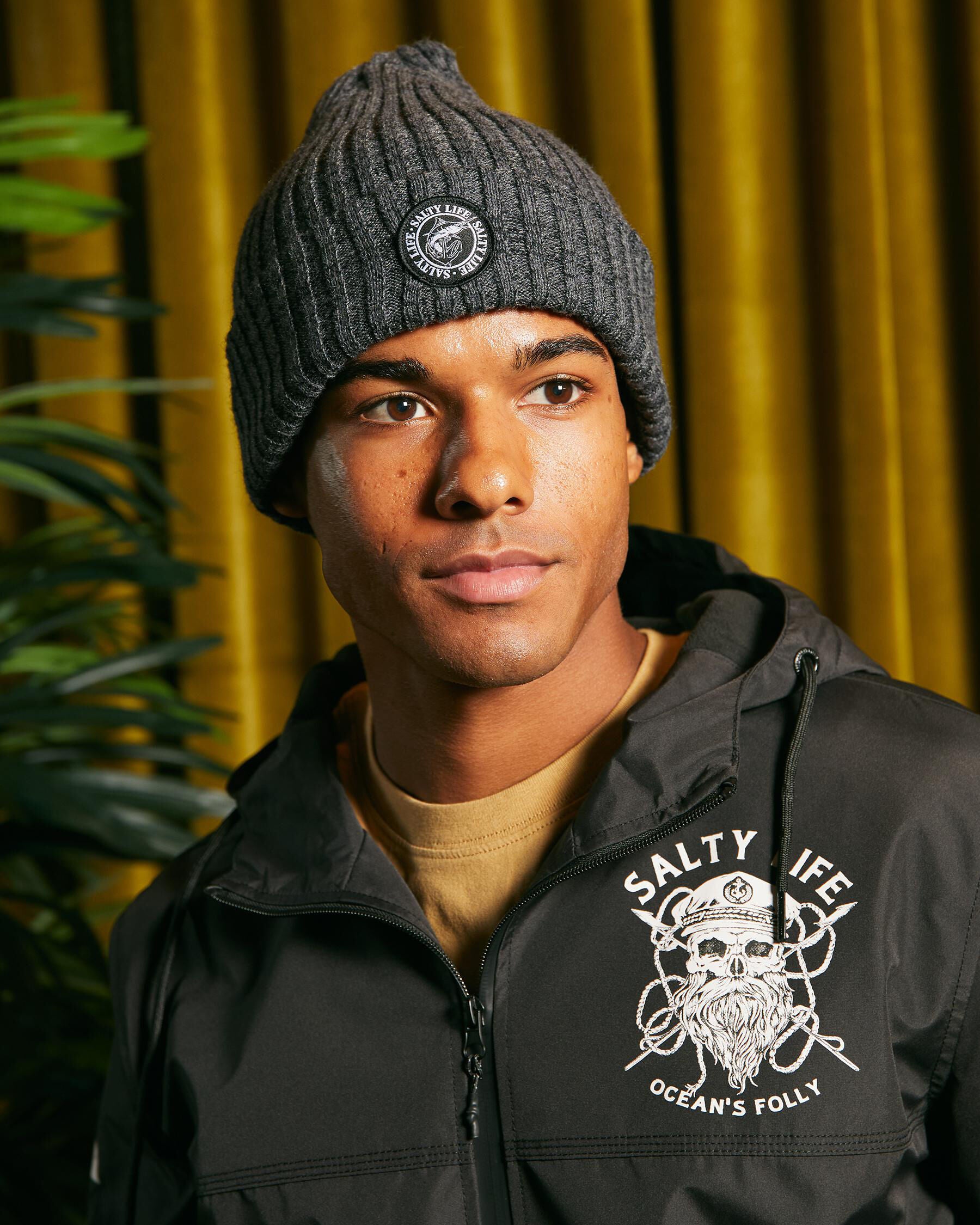 Salty Life Men's Stranger Beanie Hat in Grey