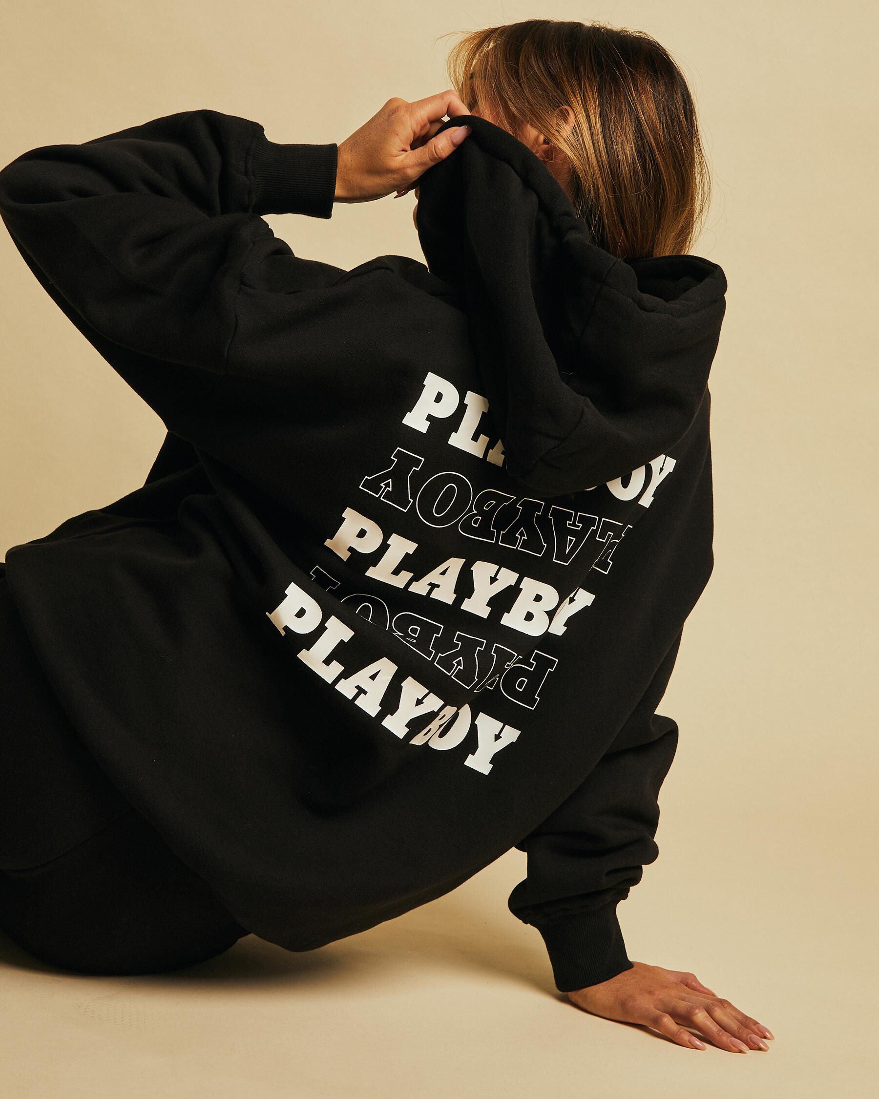 Playboy Women's Stack Hoodie in Black