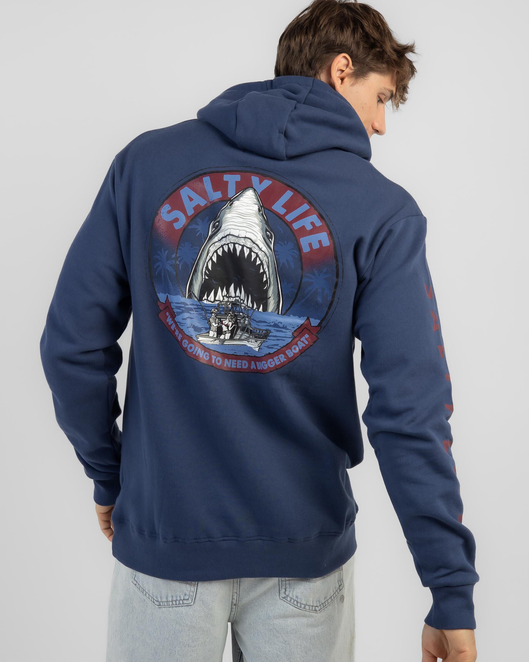 Salty Life Men's Bigger Boat Hoodie in Blue