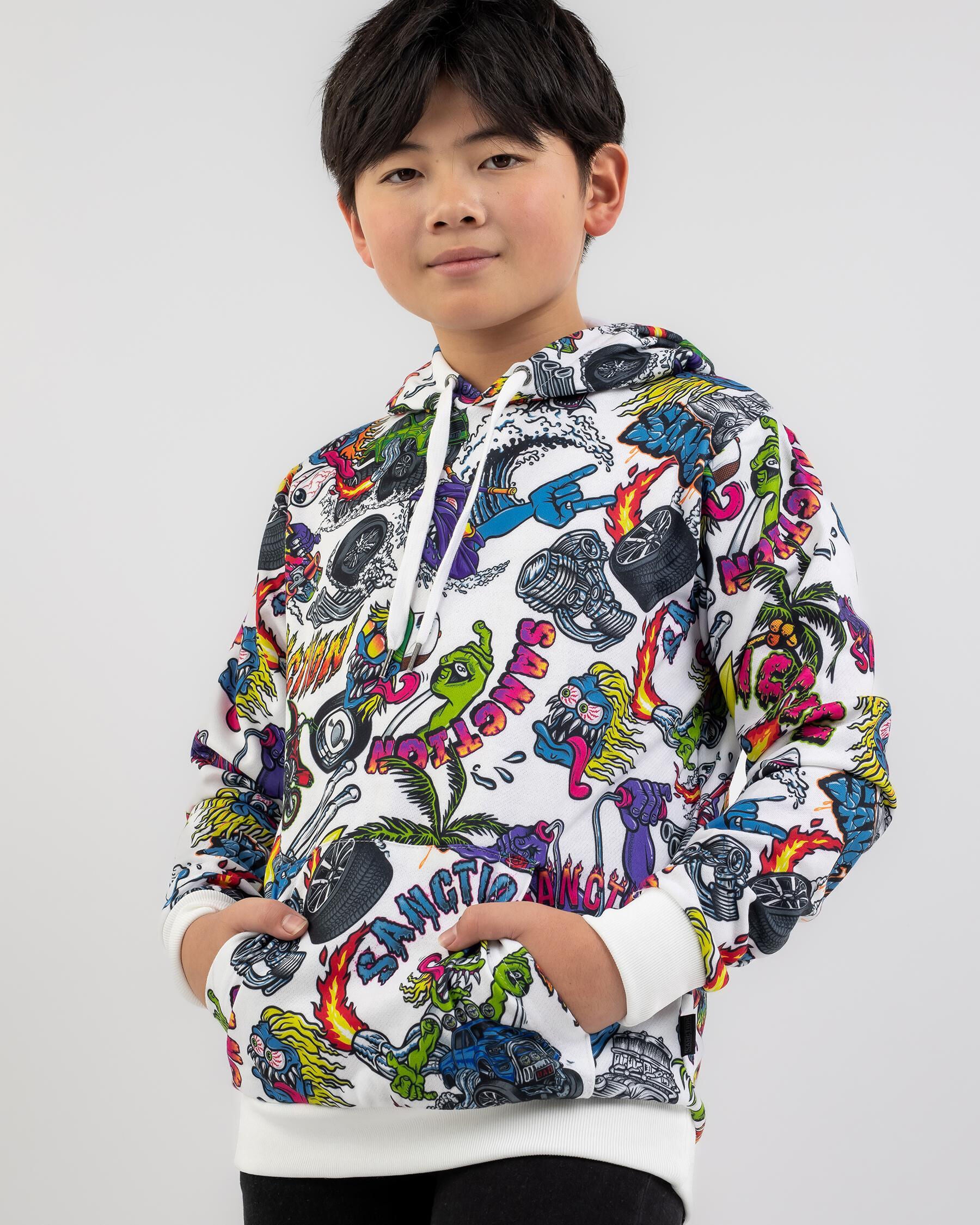 Sanction Boys' Monstered Hoodie in White