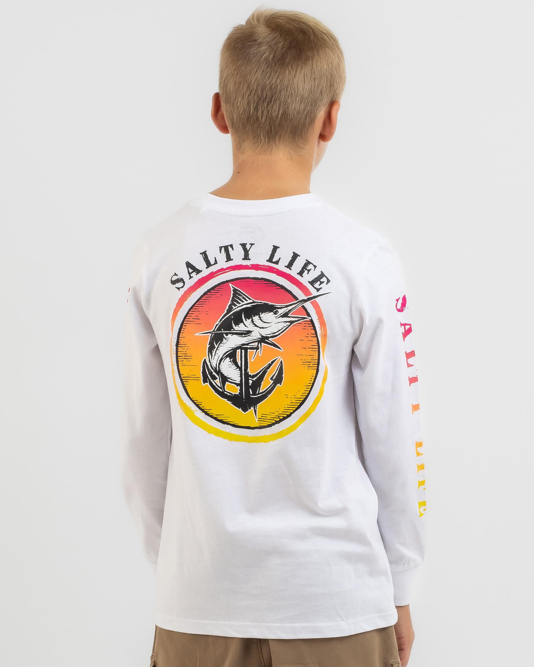 Salty Life Boys' Abstract Long Sleeve T-Shirt in White