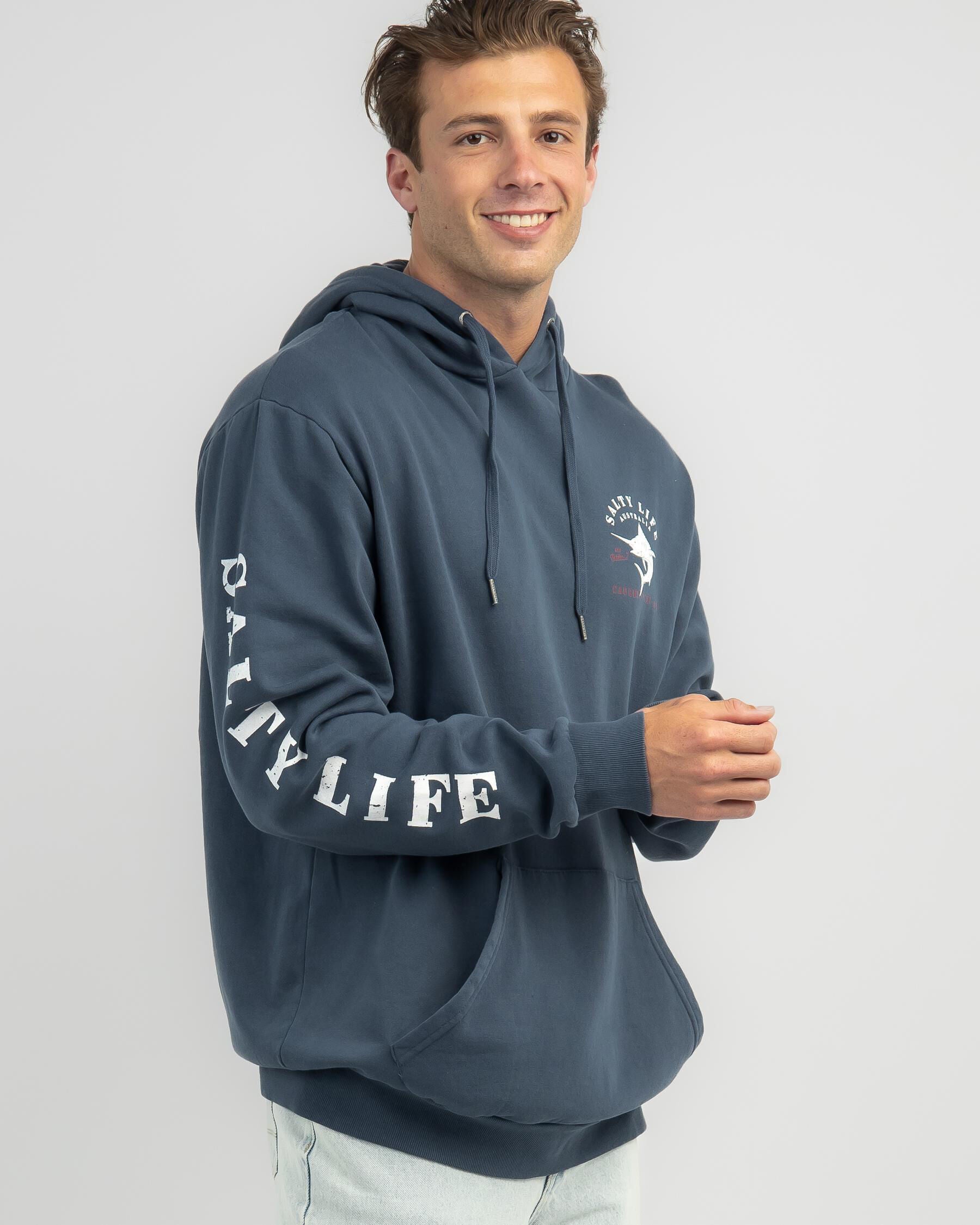Salty Life Men's Any Bites Hoodie in Navy