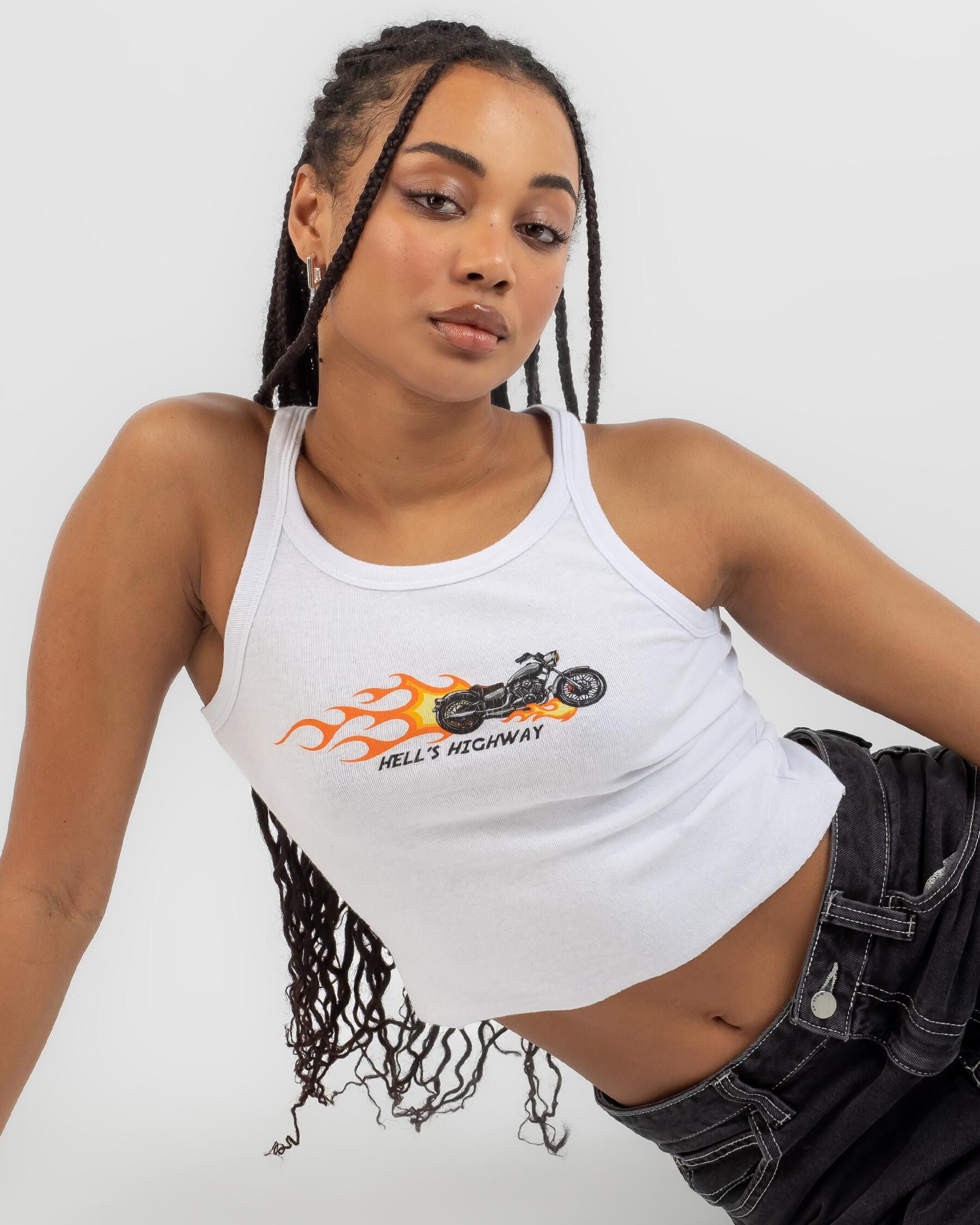 Ava And Ever Women's Hell's Highway Tank Top in White