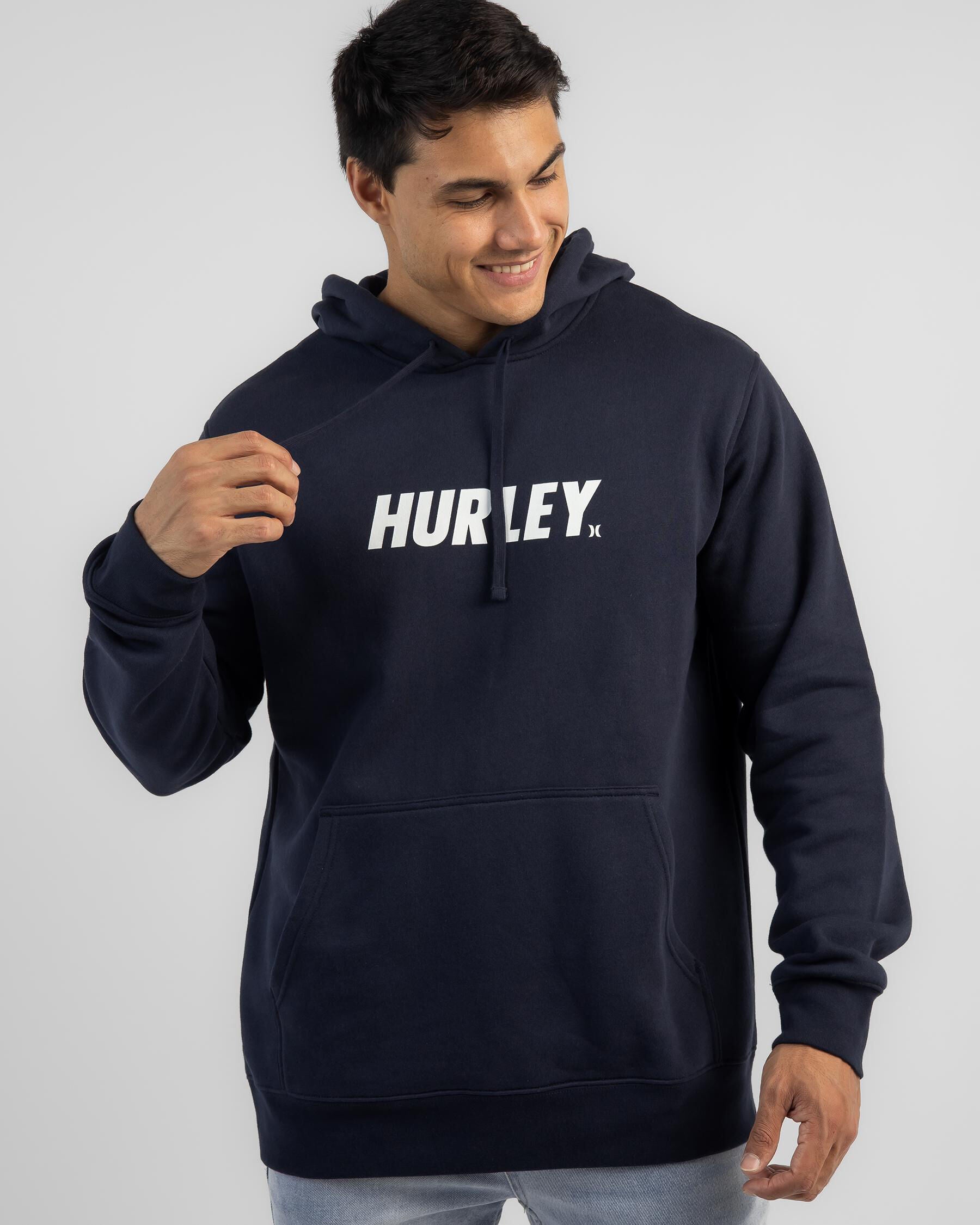 Hurley Men's Fastlane Pullover Fleece Hoodie in Black