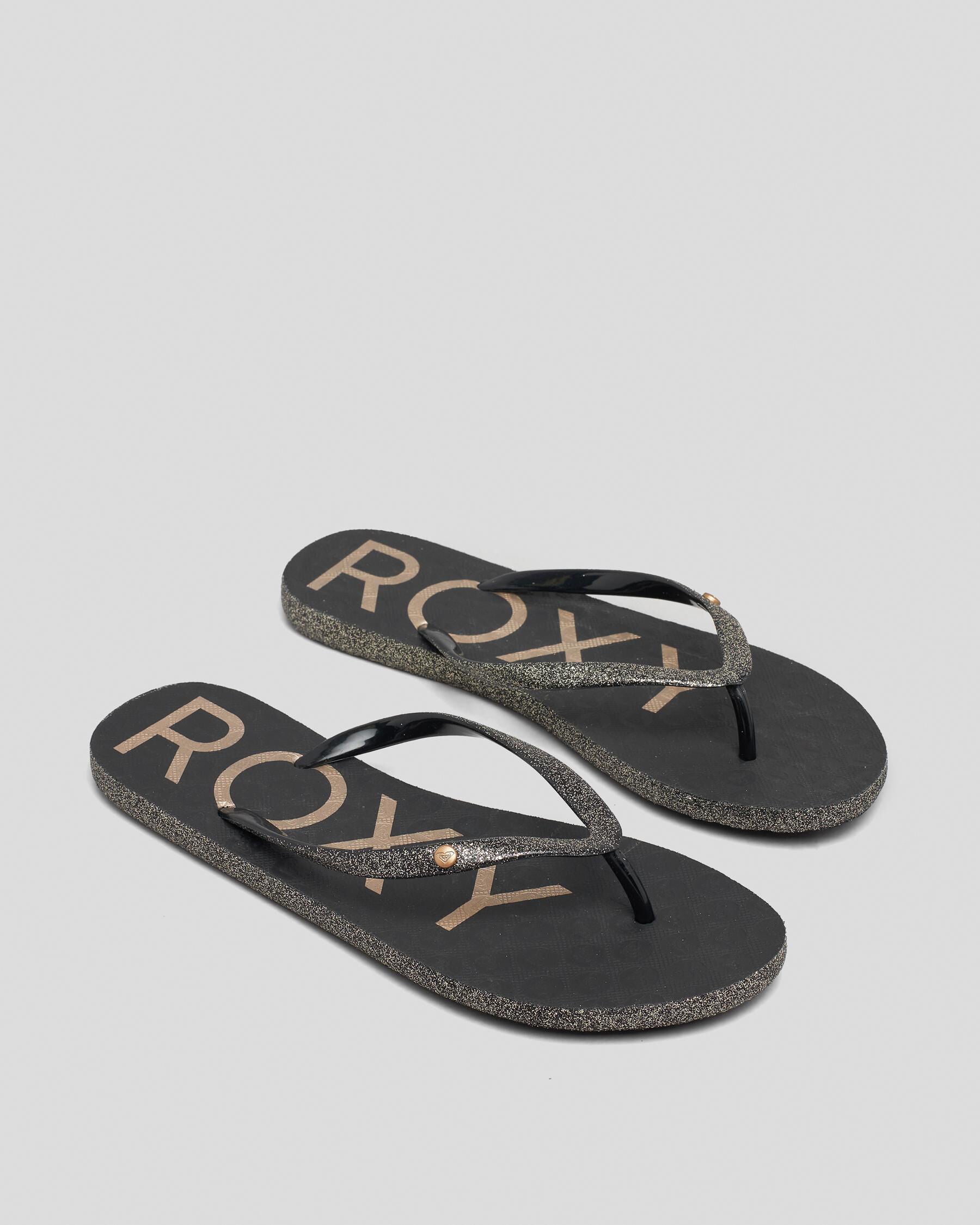 Roxy Women's Viva Glitter Flip Flops in Black
