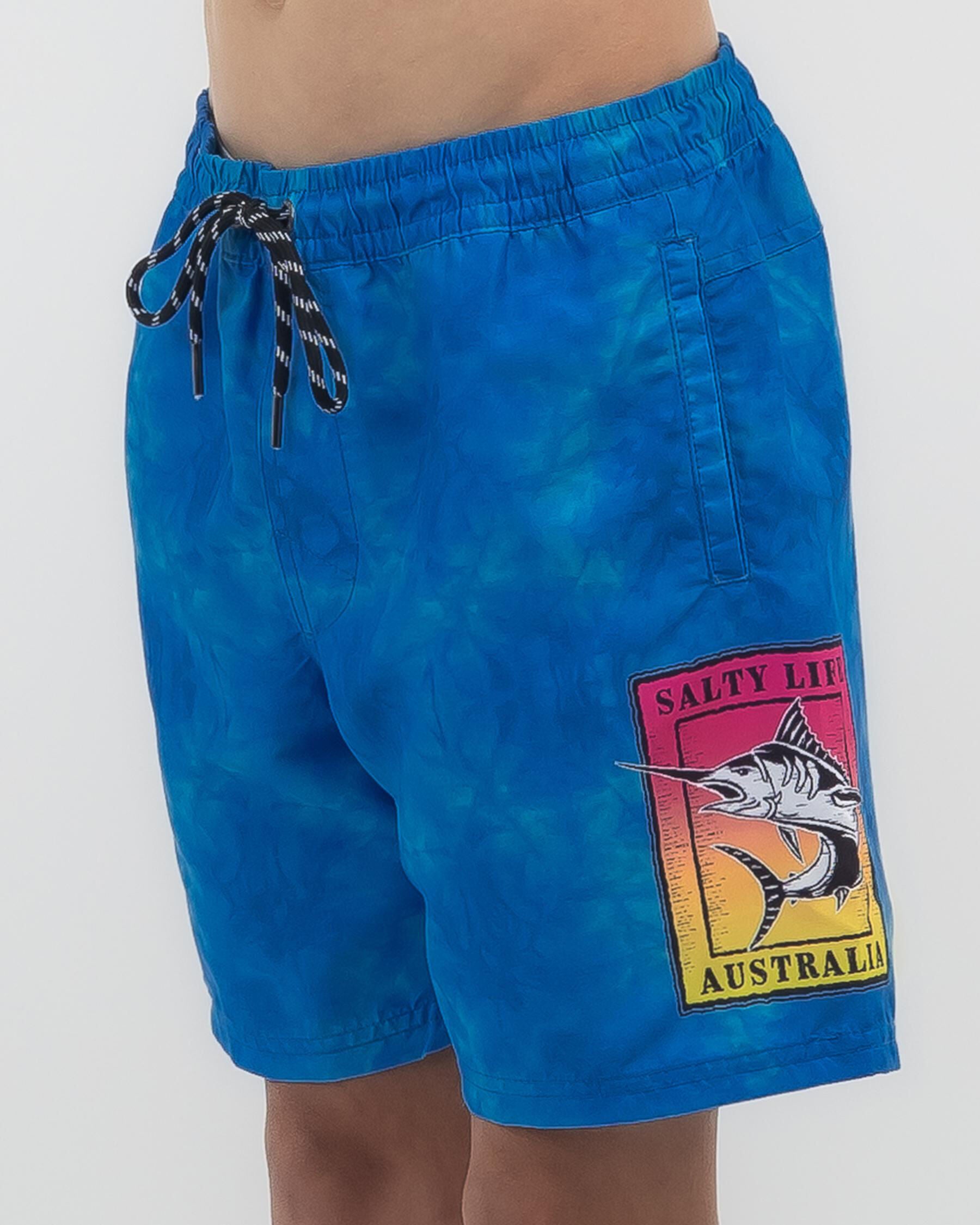 Salty Life Boys' Abstract Mully Shorts in Blue