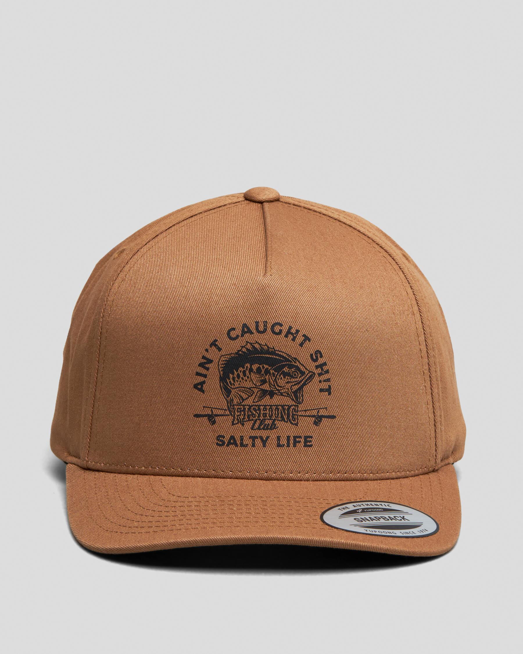 Salty Life Men's Fishing Club Snapback Cap in Brown