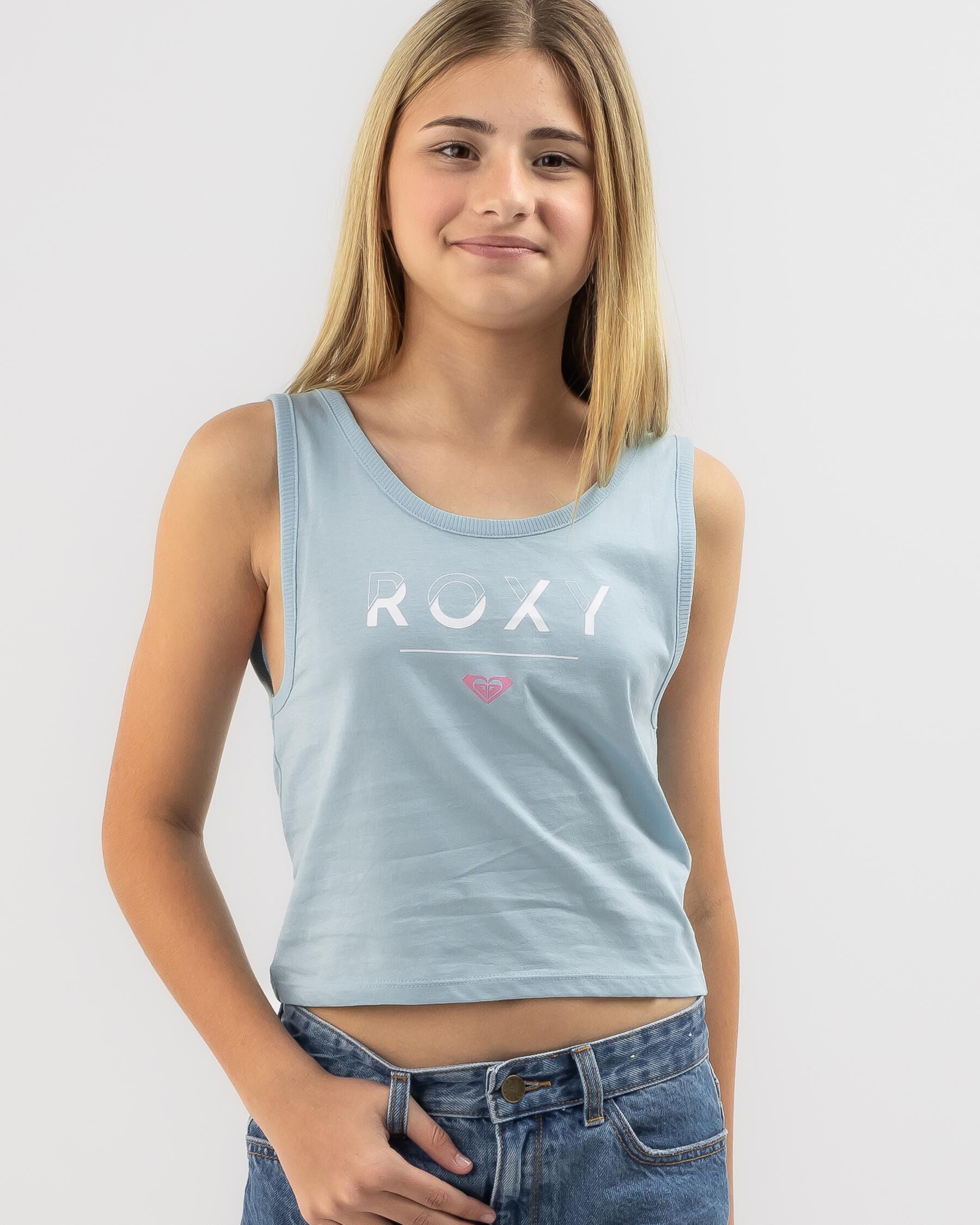 Roxy Girls' Happier Than Ever Tank Top in Blue