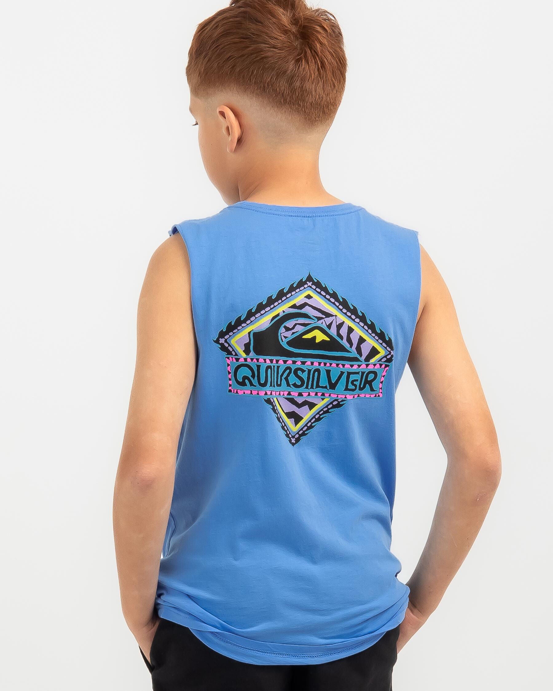 Quiksilver Boys' Rising Water Muscle Tank Top in Blue