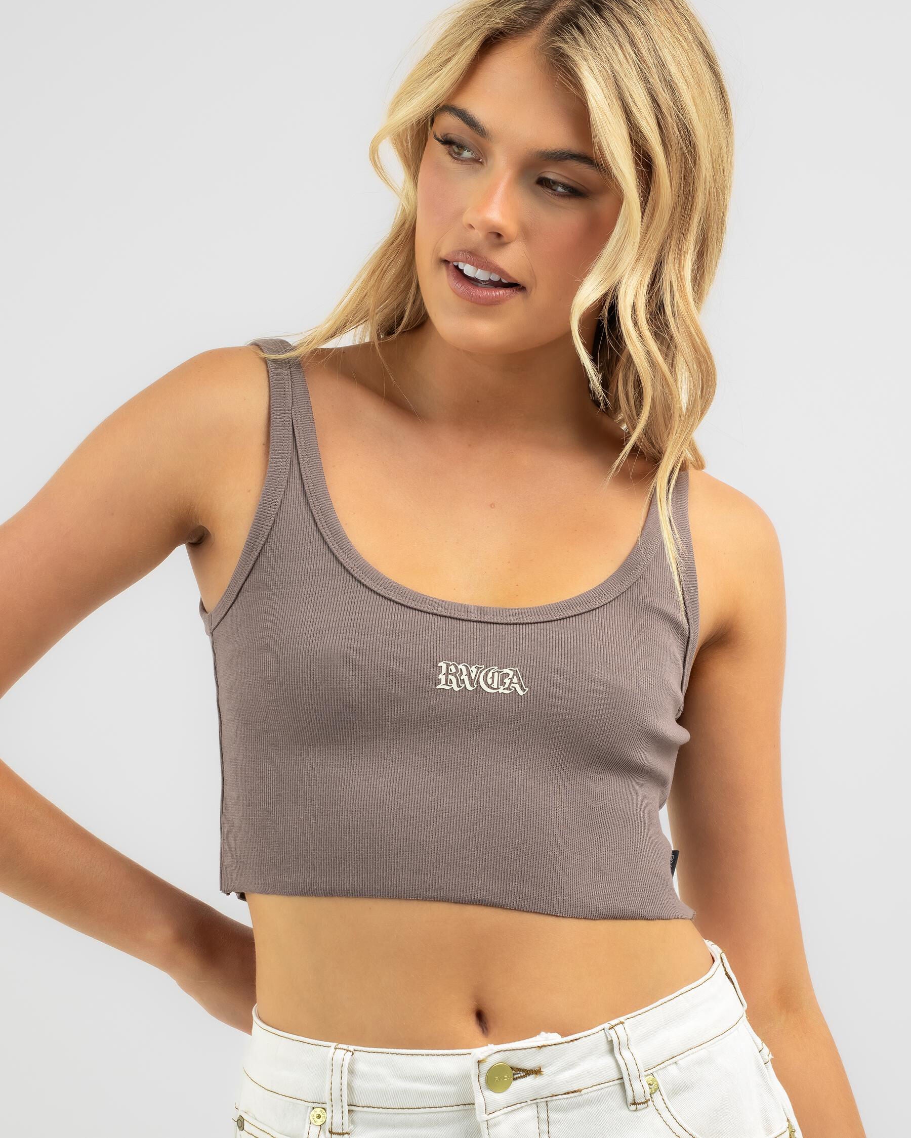RVCA Women's Old Cropped Tank Top in Grey