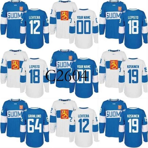 GC2604 MitNess 2016 World Cup of Hockey Finland Team Jersey 12 Jori Lehtera 18 Sami Lepisto 19 Mikko Koskinen 64 Mikael Granlund Custom Hock