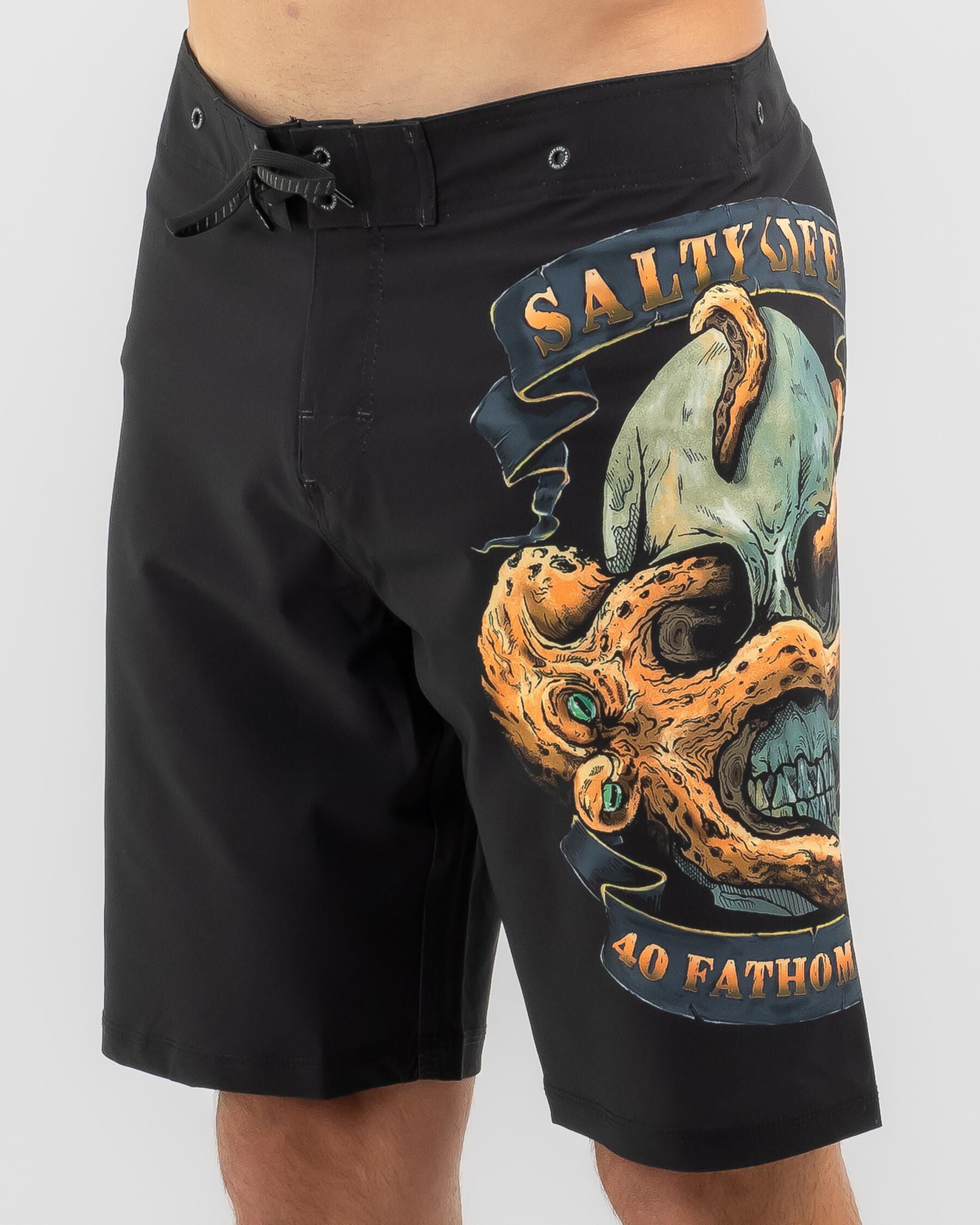 Salty Life Men's 40 Fathoms Deep Board Shorts in Black