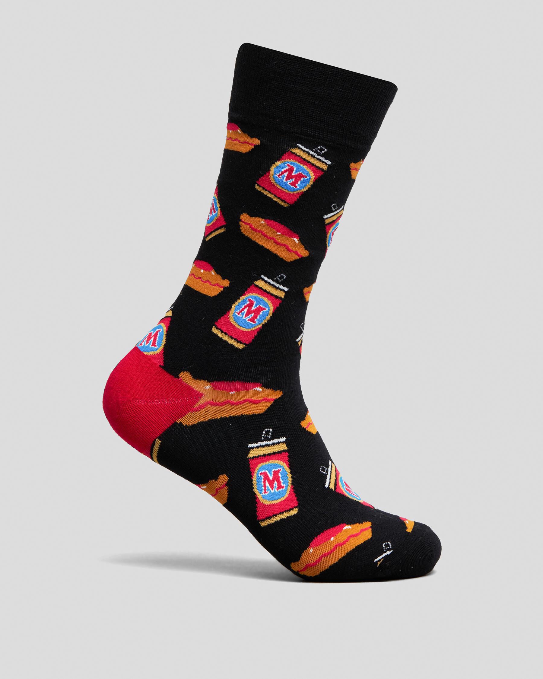 FOOT-IES Men's Melb Bitter Footy Fuel Socks in Black