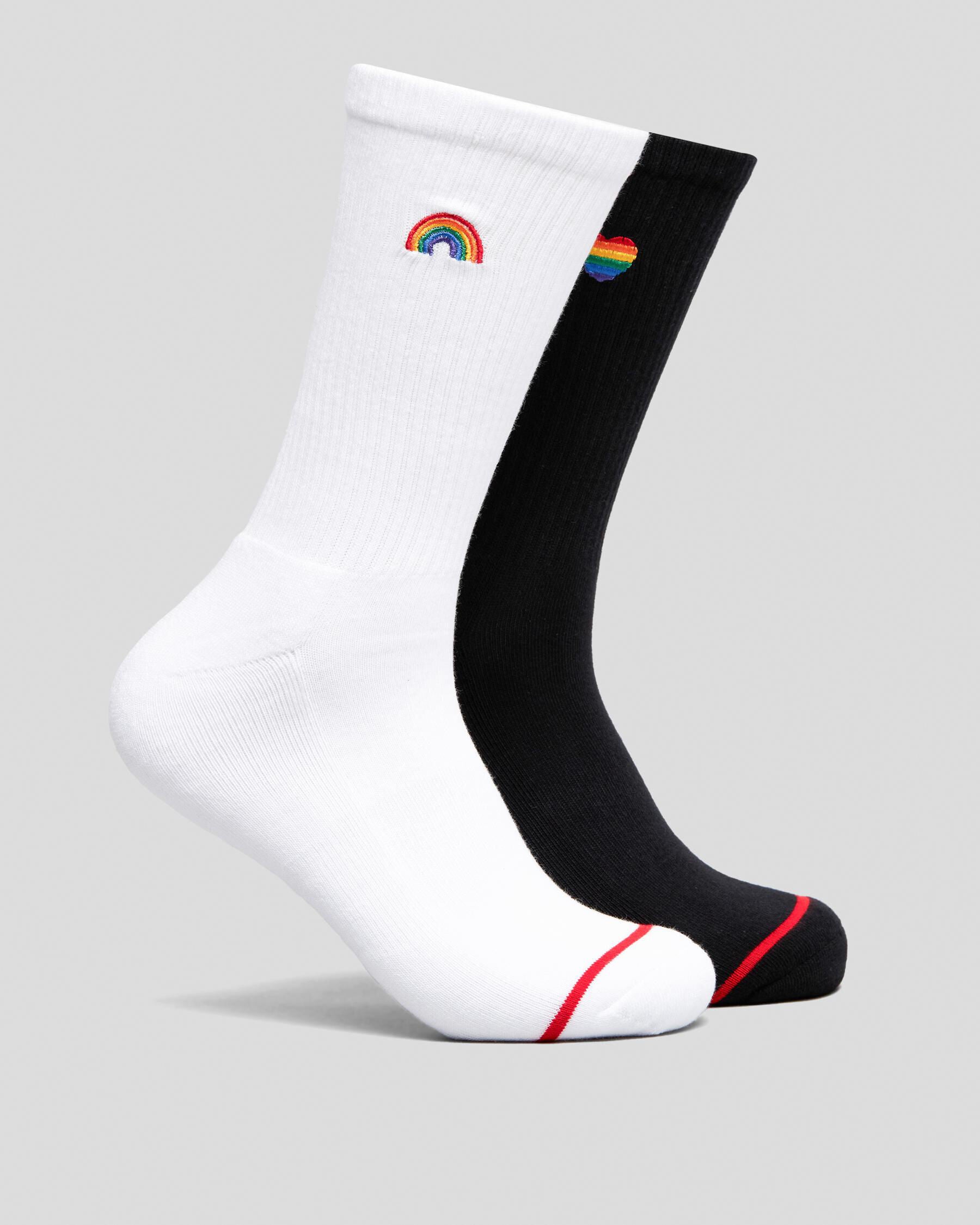 FOOT-IES Men's Pride Sneaker Socks 2 Pack in White