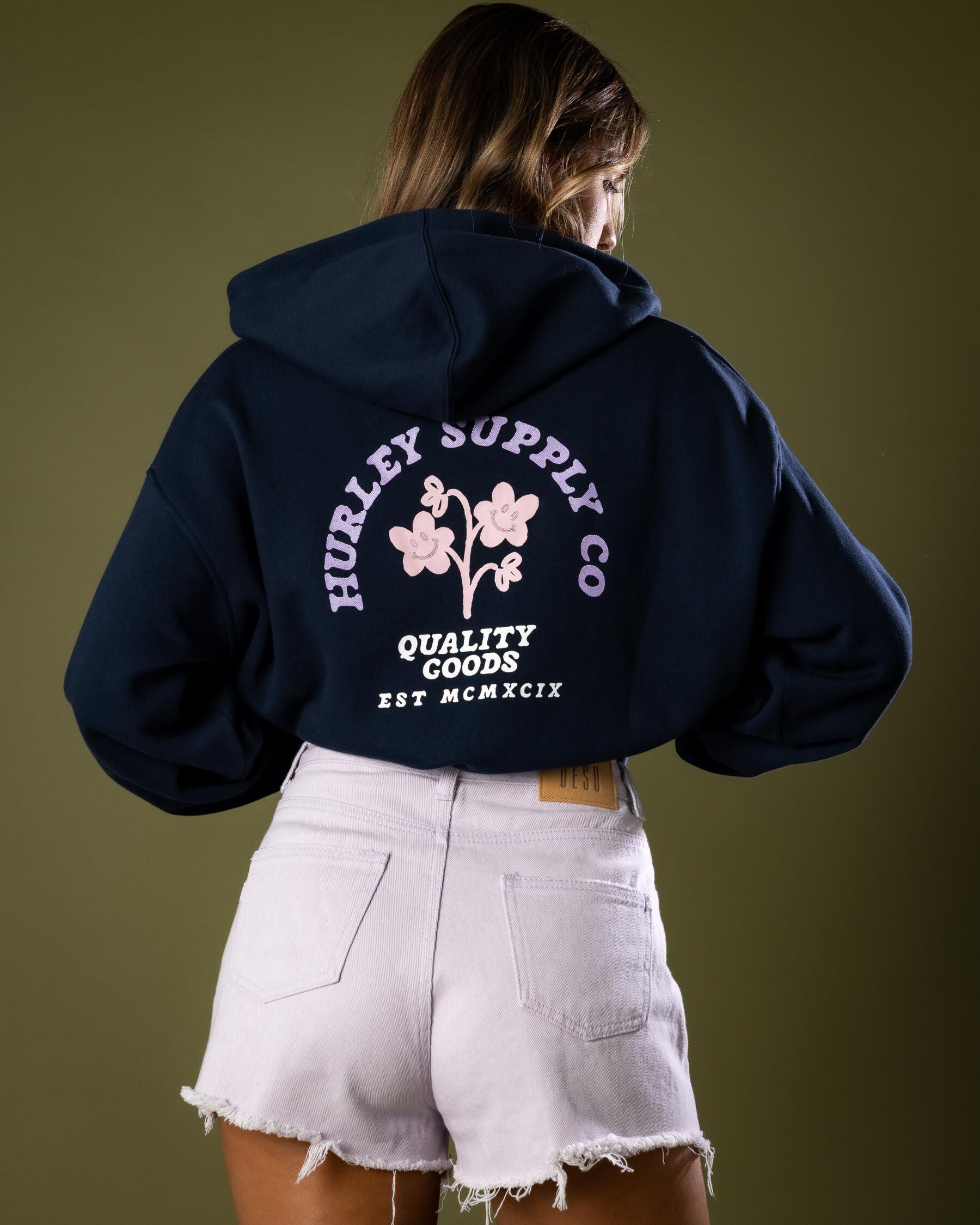 Hurley Women's Fresh Stems Hoodie in Navy