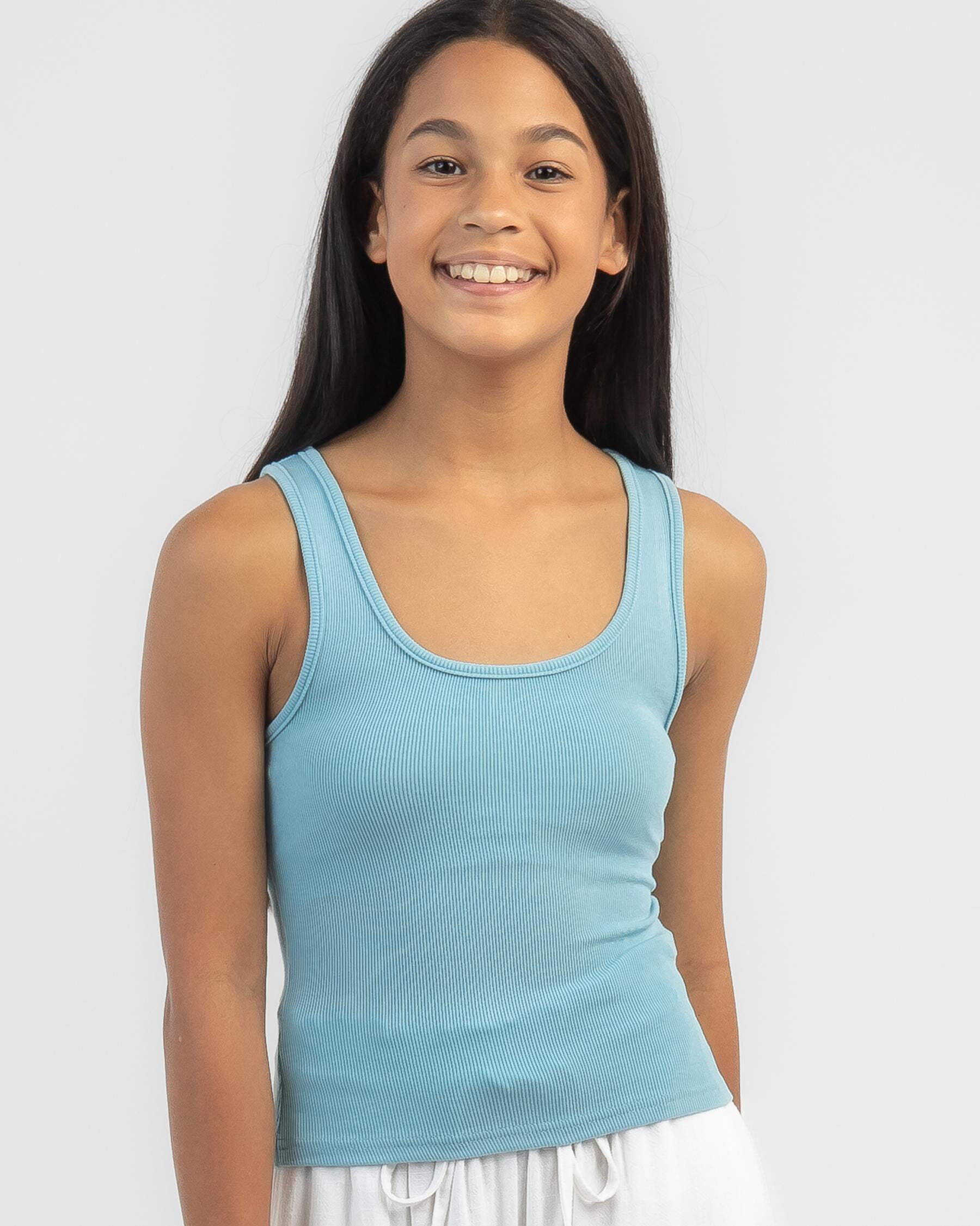 Mooloola Girls' Basic Scoop Neck Tank Top in Blue