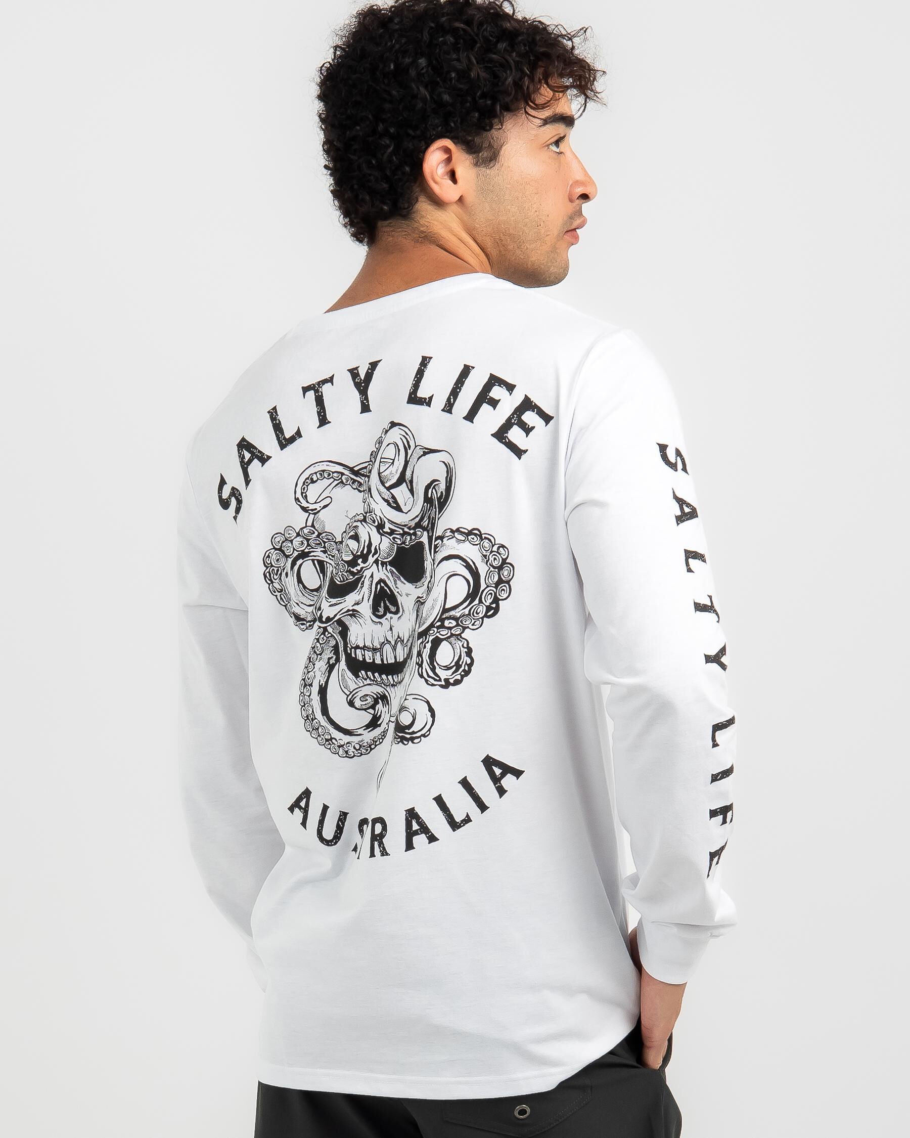 Salty Life Men's Tentacles Long Sleeve Surf T-Shirt in White